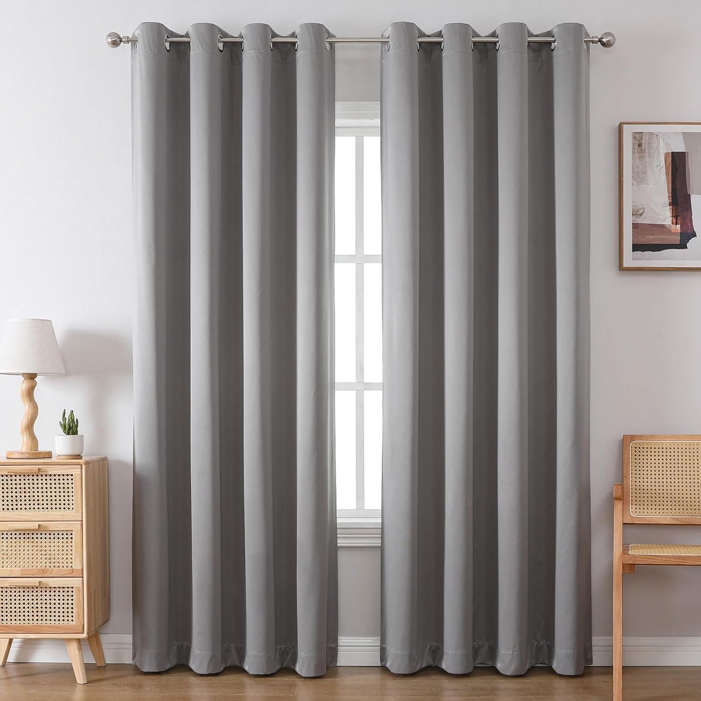 Airwill Blackout Window Curtain Panels - Set of 2 Thermal Insulated Grommet Drapes, Room Darkening Curtains for Living Room Bedroom Window (W52 x L84 Inch, 2 Panels, Light Gray)