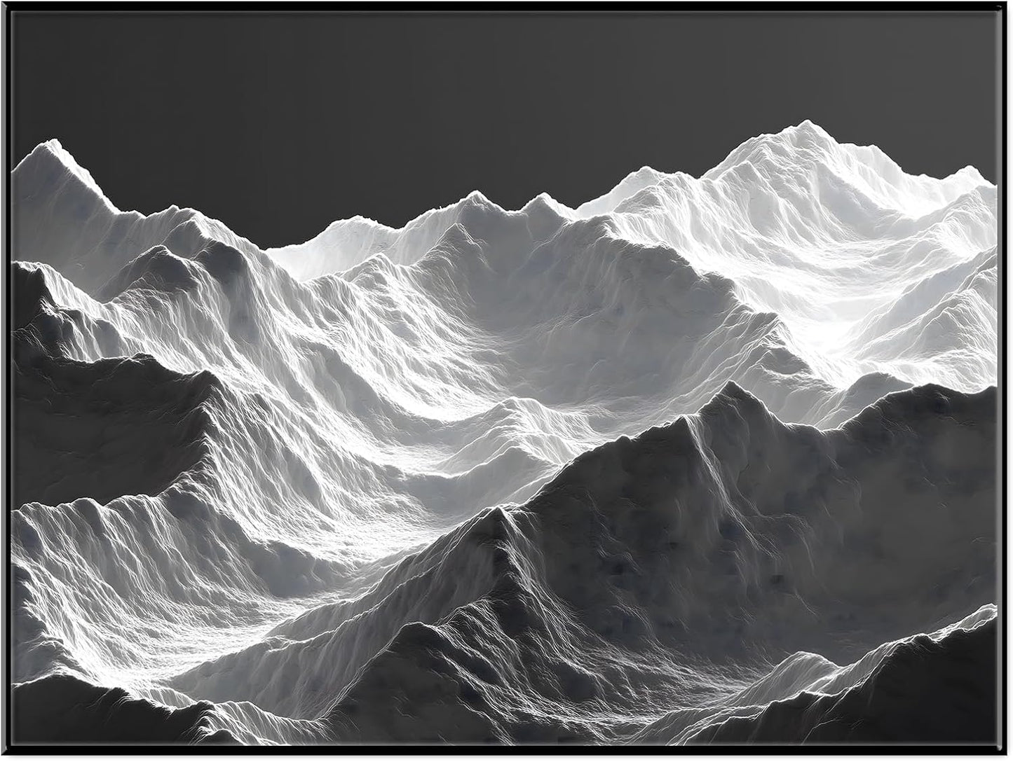 Black Landscape Art Paintings for Wall, Mountain Art Wall Decor, Fantasy Landscape Art, Mountain Wall Art, Black and White Abstract Wall Art (Black Frame, 54W x40L, Framed)