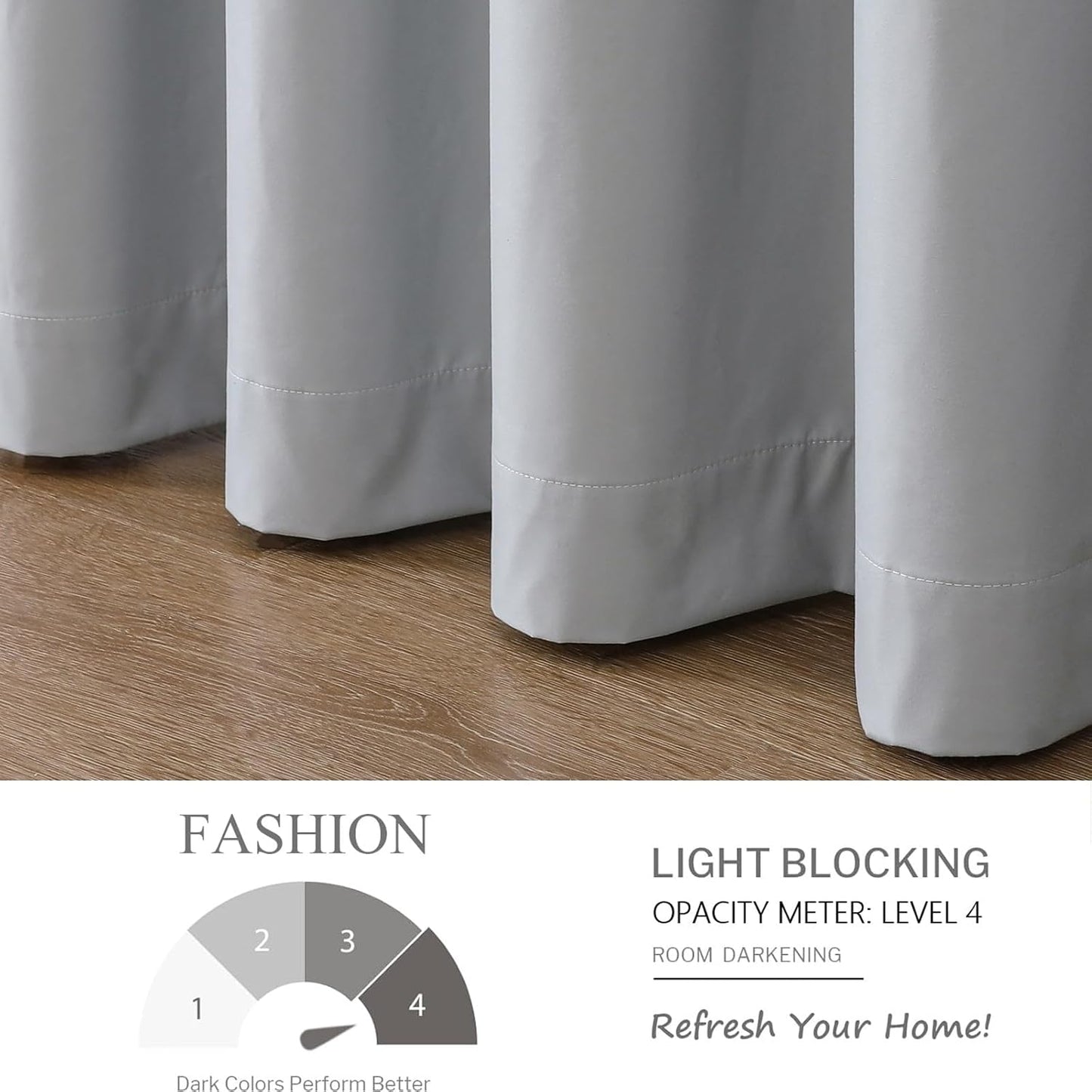 Airwill Blackout Window Curtain Panels - Set of 2 Thermal Insulated Grommet Drapes, Room Darkening Curtains for Living Room Bedroom Window (W52 x L84 Inch, 2 Panels, Light Gray)