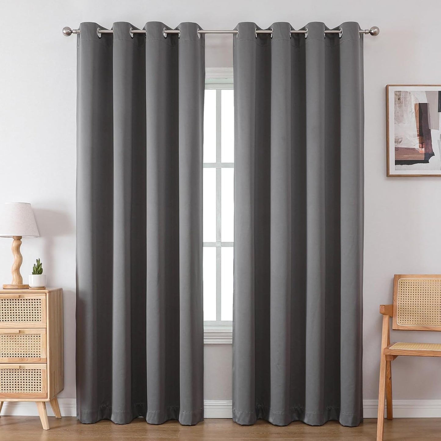 Airwill Blackout Window Curtain Panels - Set of 2 Thermal Insulated Grommet Drapes, Room Darkening Curtains for Living Room Bedroom Window (W52 x L84 Inch, 2 Panels, Light Gray)