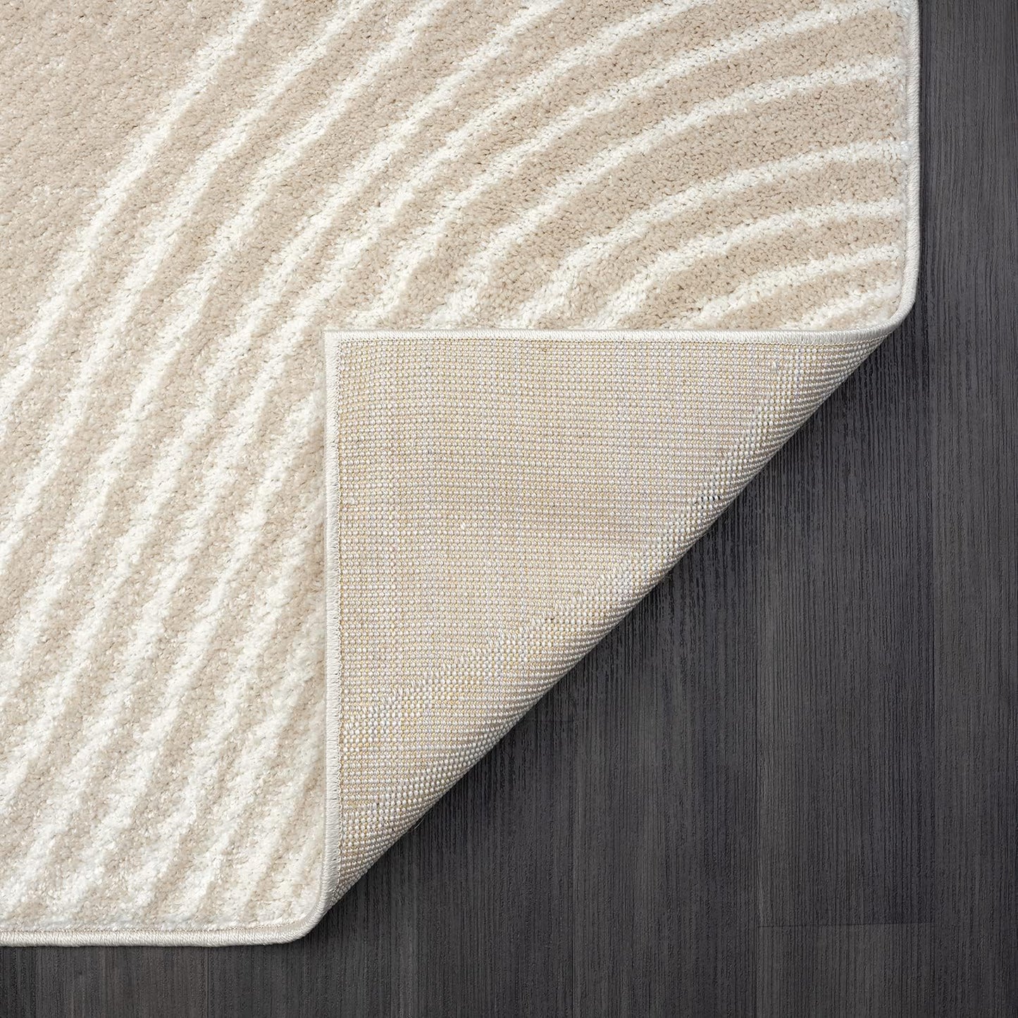 Abani Nuevo Collection Area Rug - Transitional Beige/Cream Design -6'x9' - Easy to Clean - Durable for Kids and Pets - Non-Shedding - Low Pile - Soft Feel - for Living Room, Bedroom & Office