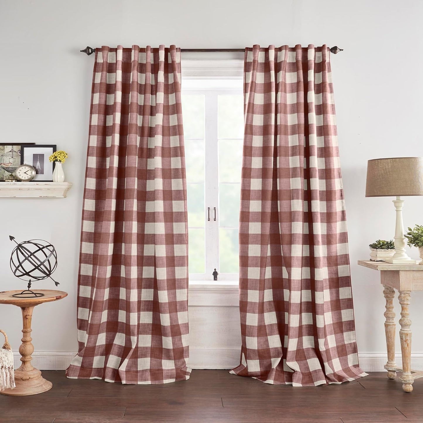 Elrene Home Fashions Farmhouse Living Grainger Buffalo-Check Blackout Window Curtain, Living Room and Bedroom Drape with Rod Pocket Tabs, 52" x 84", Chambray, 1 Panel