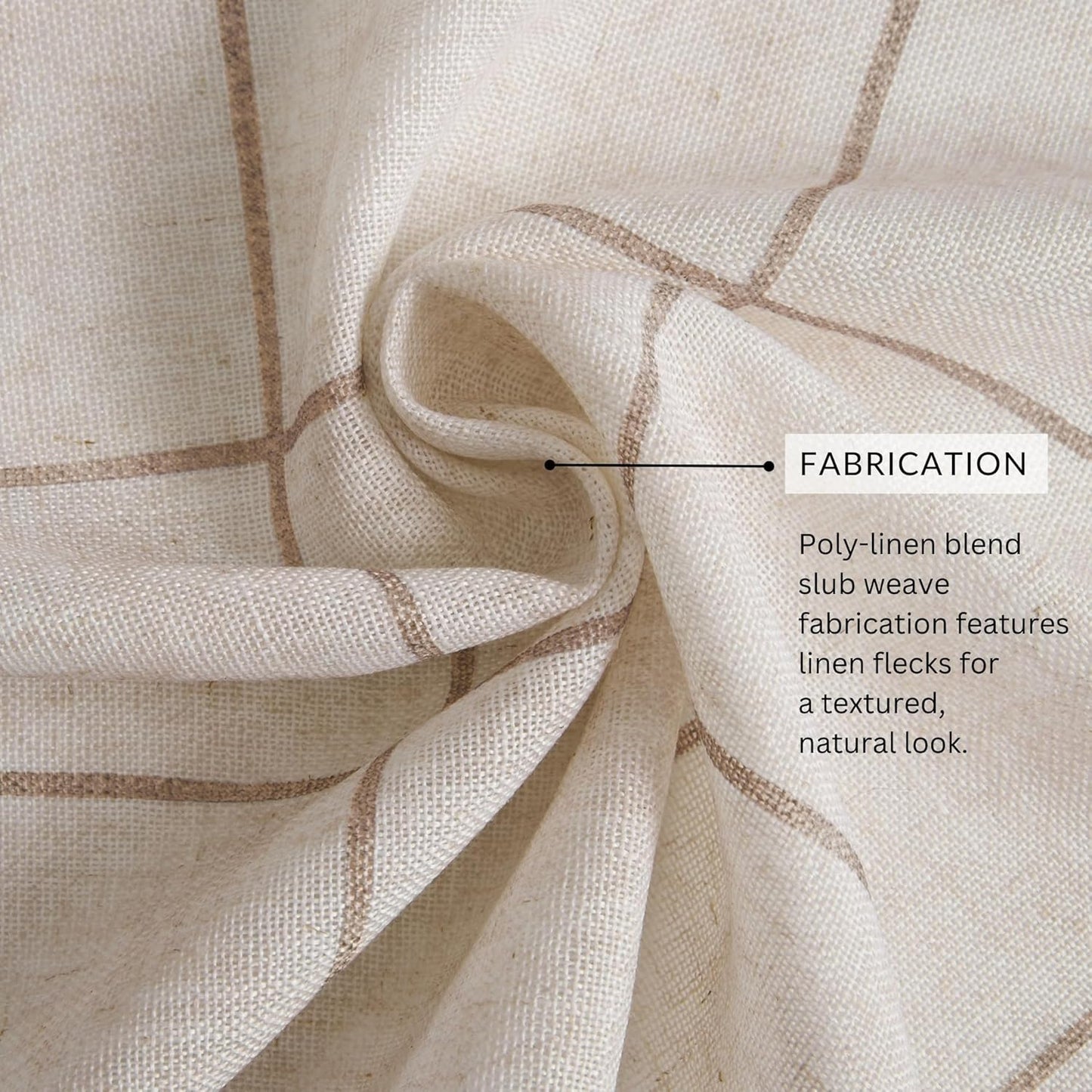 Elrene Home Fashions Brighton Windowpane Plaid Blackout Window Curtain, Living Room and Bedroom Drape with Rod Pocket Tabs, 52" x 84", Linen, 1 Panel