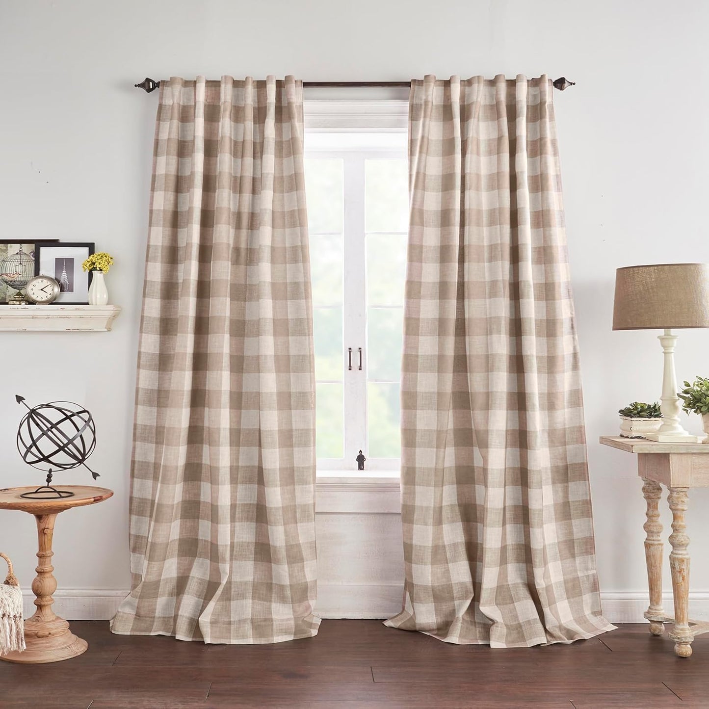 Elrene Home Fashions Farmhouse Living Grainger Buffalo-Check Blackout Window Curtain, Living Room and Bedroom Drape with Rod Pocket Tabs, 52" x 84", Chambray, 1 Panel