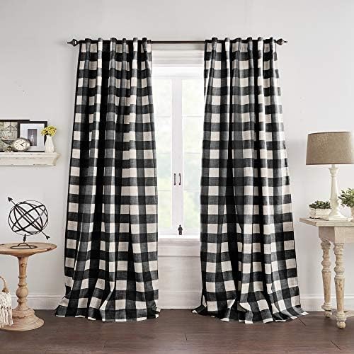 Elrene Home Fashions Farmhouse Living Grainger Buffalo-Check Blackout Window Curtain, Living Room and Bedroom Drape with Rod Pocket Tabs, 52" x 84", Chambray, 1 Panel