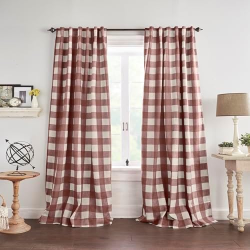 Elrene Home Fashions Farmhouse Living Grainger Buffalo-Check Blackout Window Curtain, Living Room and Bedroom Drape with Rod Pocket Tabs, 52" x 84", Chambray, 1 Panel