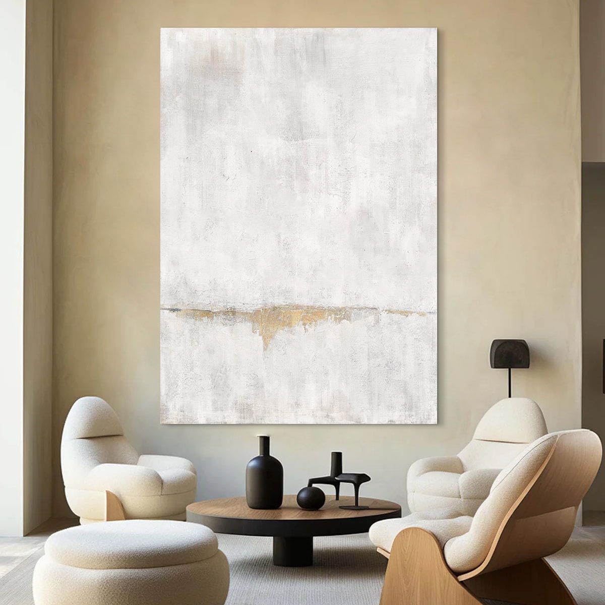 Living Room Art Canvas Office Wall Decor Pictures for Men Women Bedroom Wall Art Dining Room Gray Gold Paintings Neutral