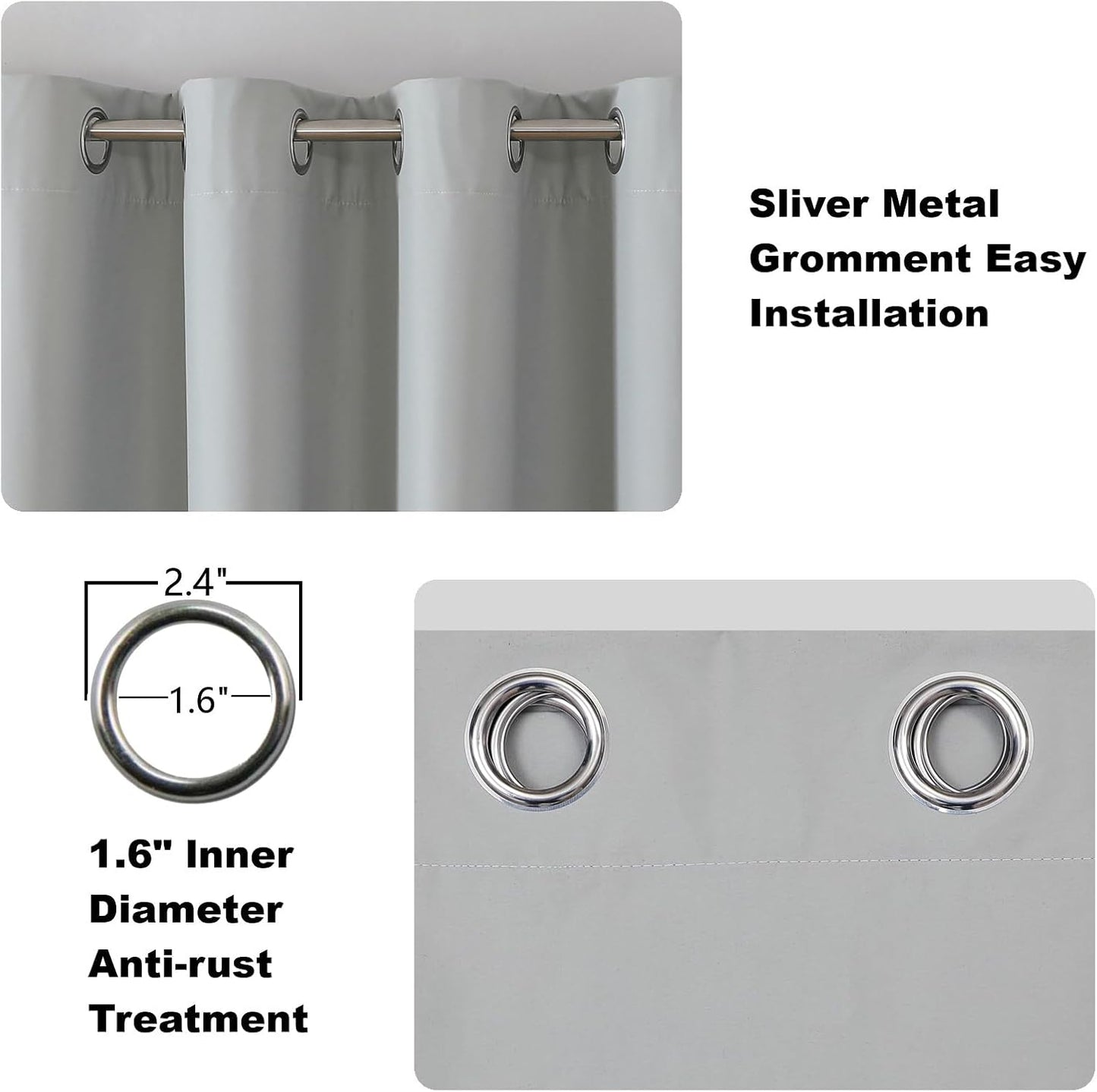 Airwill Blackout Window Curtain Panels - Set of 2 Thermal Insulated Grommet Drapes, Room Darkening Curtains for Living Room Bedroom Window (W52 x L84 Inch, 2 Panels, Light Gray)
