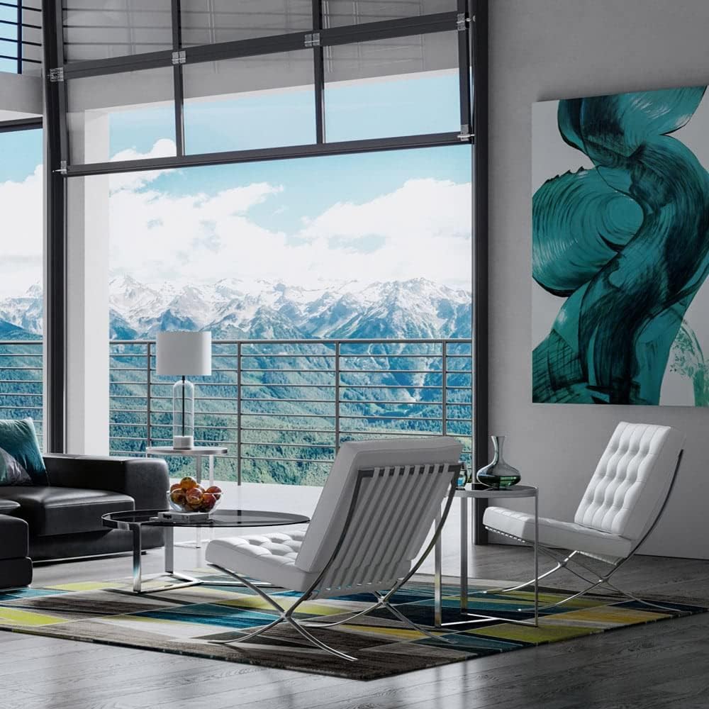 ZURI Cerulean Blur Modern Hand Painted Canvas Abstract Art - 72" x 48"