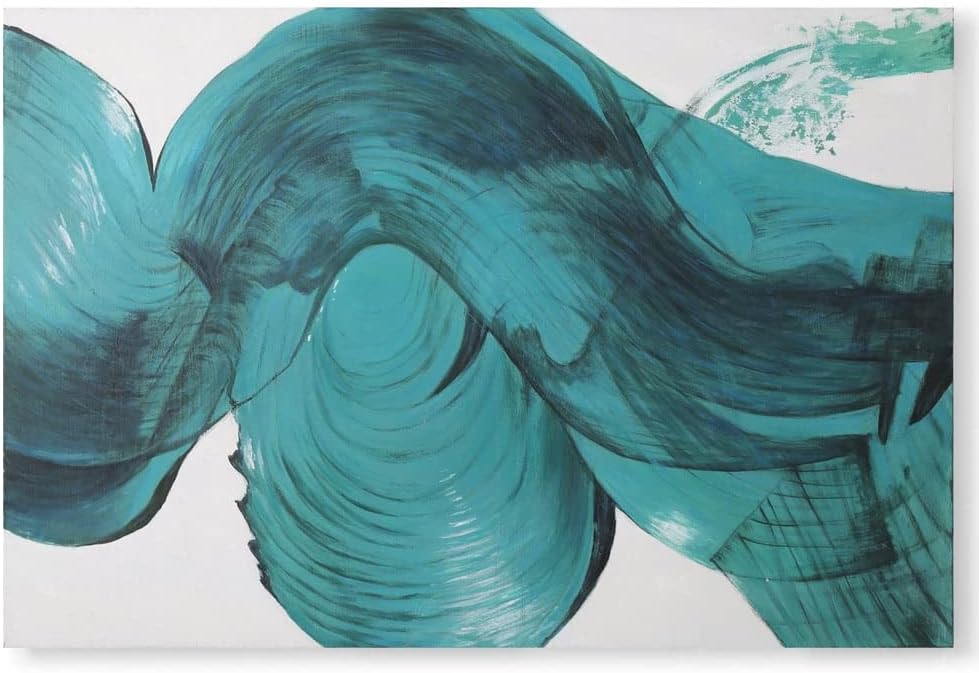 ZURI Cerulean Blur Modern Hand Painted Canvas Abstract Art - 72" x 48"