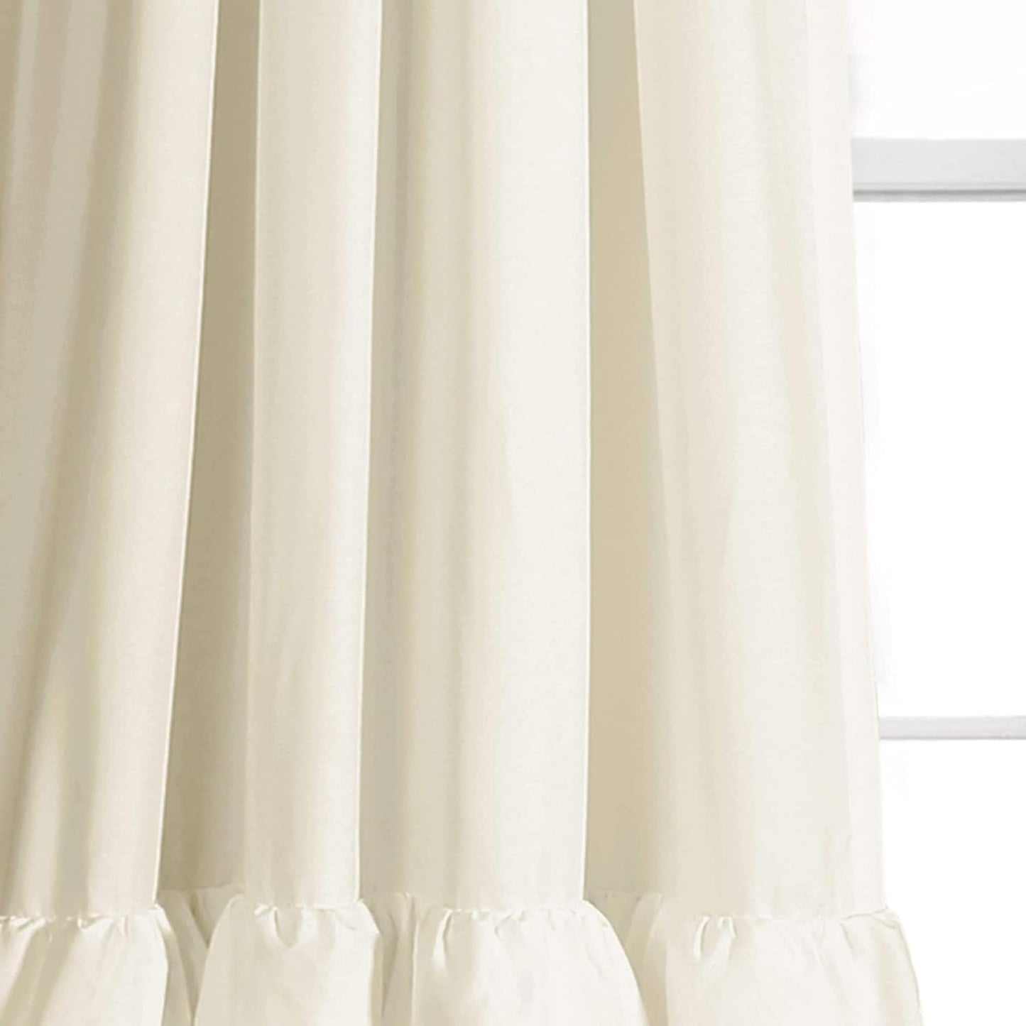 Lush Decor, White Allison Ruffle Curtains-Window Panel Drapes Set for Living, Dining Room, Bedroom (Pair), 84" x 40", 40" W x 84" L