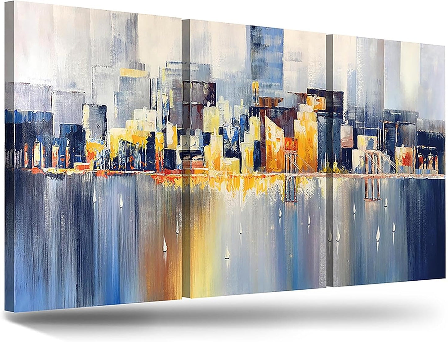 GIFTTWART Oversized Abstract Wall Art – Black White and Gold Canvas Painting with Textured Look for Living Room or Office Decoration