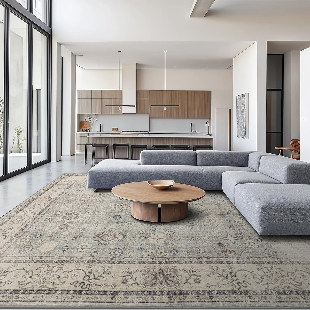 Area Rug Non Slip Machine Washable Ultra Soft Living Room/Bedroom/Kitchen/Outdoor/Classroom Dark Gray, 8'×10'