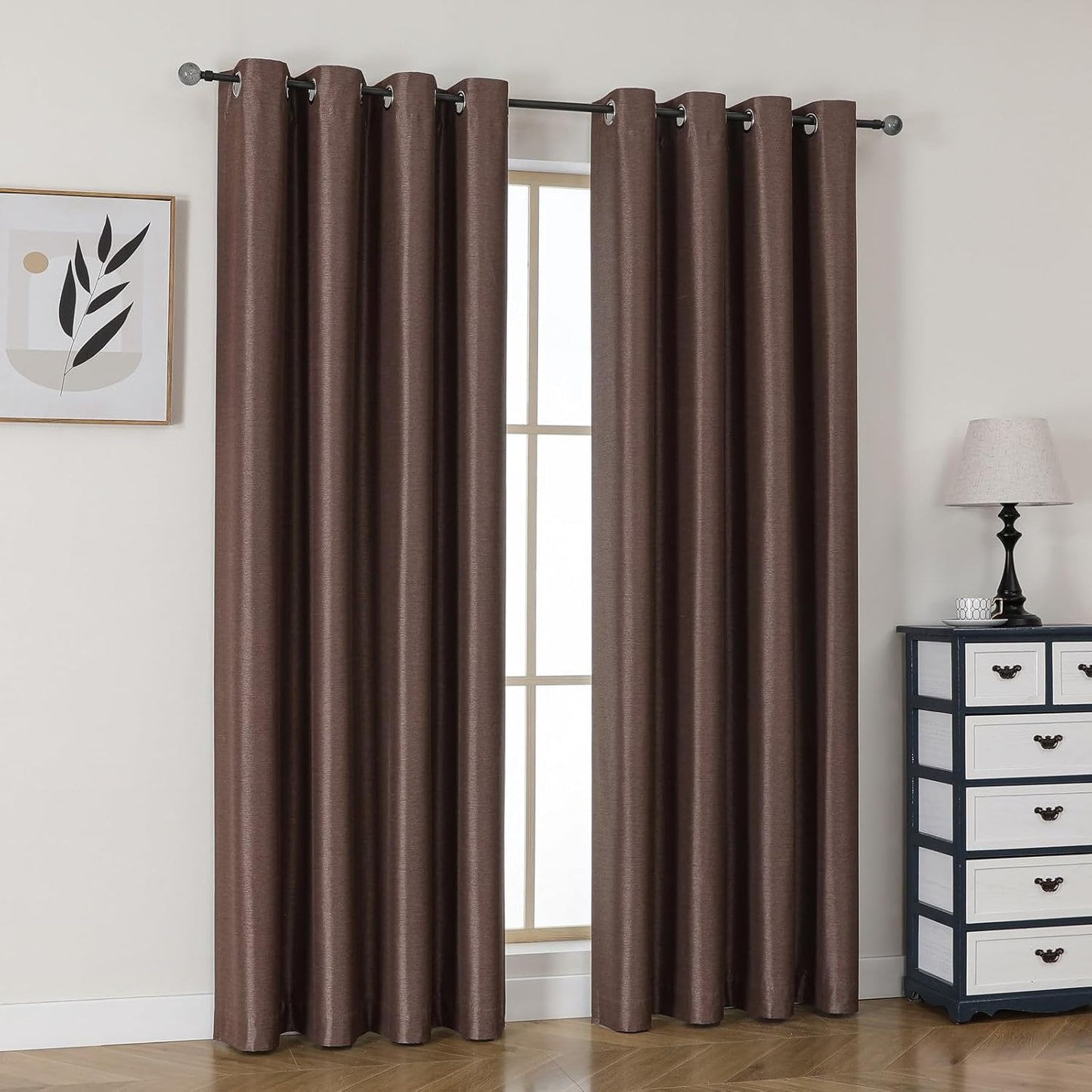 Airwill Blackout Curtains, Set of 2 Window Curtain Panels, Grommet Curtains for Living Room Bedroom Window - Thermal Insulated and Room Darkening (W52 x L84 Inch, 2 Panels, Dark Coffee/Mocha)