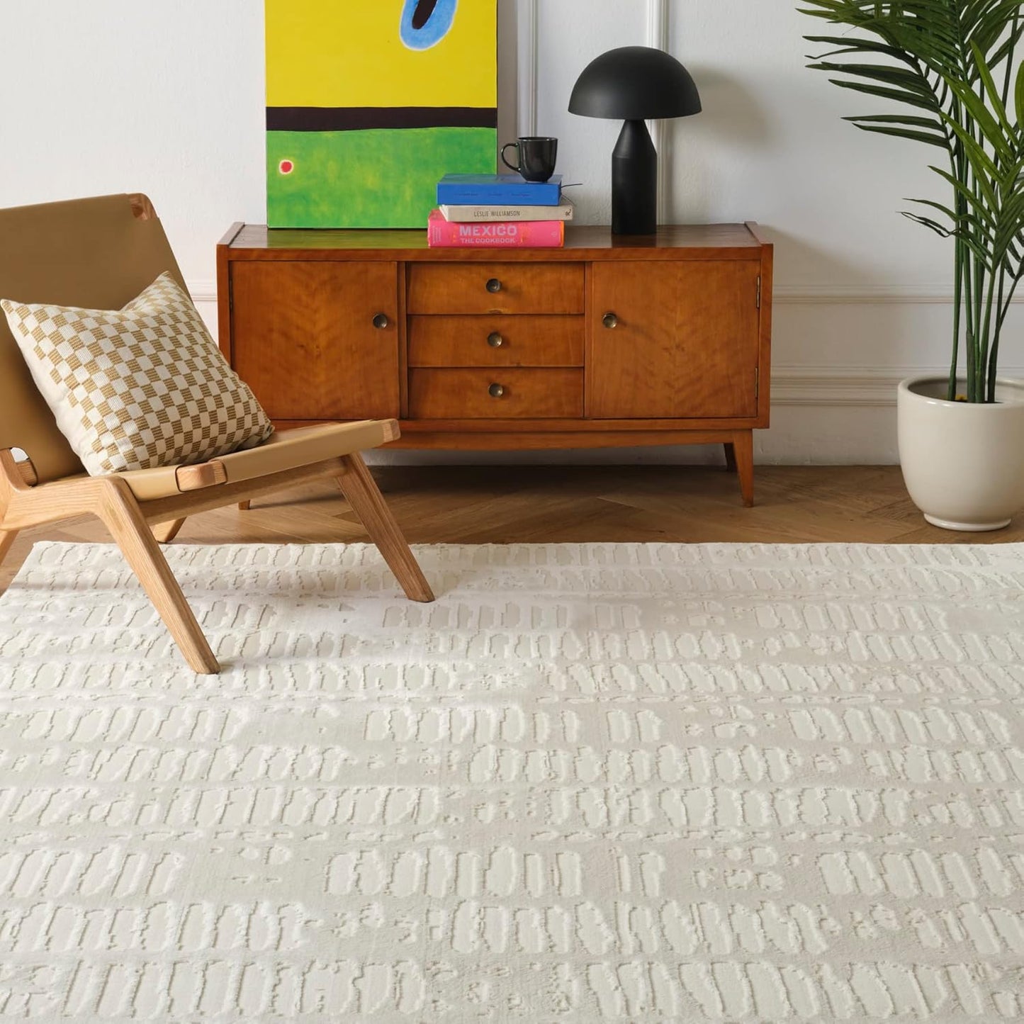 Shell 5'3"x7'10" Washable Area Rug for Living Room Bedroom - 100% Recycled Oeko-TEX Certified, Medium Pile, Green