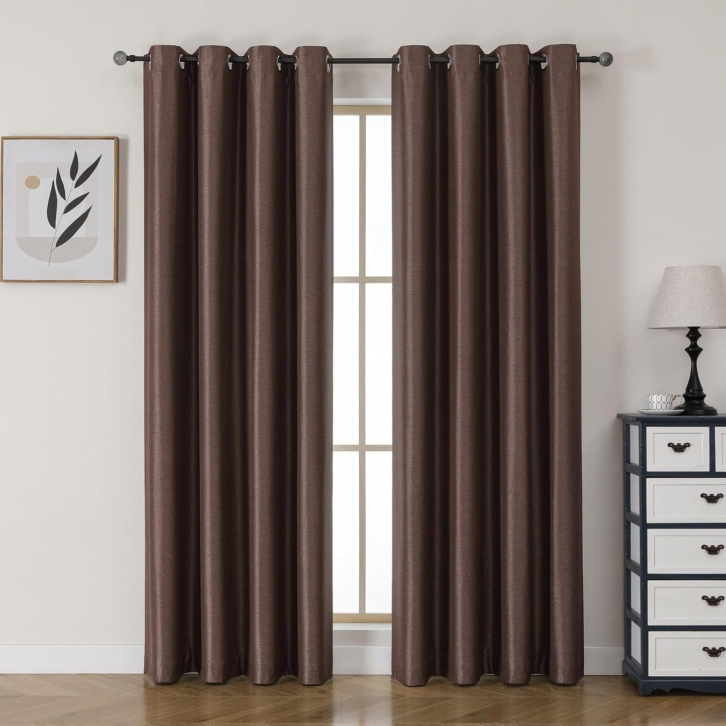 Airwill Blackout Curtains, Set of 2 Window Curtain Panels, Grommet Curtains for Living Room Bedroom Window - Thermal Insulated and Room Darkening (W52 x L84 Inch, 2 Panels, Dark Coffee/Mocha)