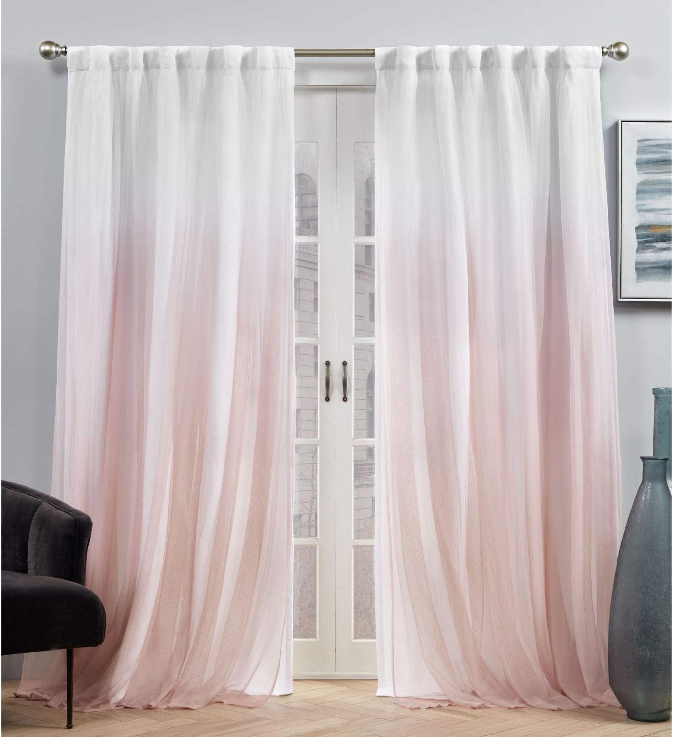 Exclusive Home Crescendo Lined Room Darkening Blackout Hidden Tab Curtain Panel Pair, 52"x84", Blush, Set of 2