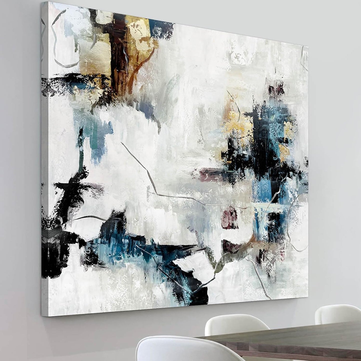 Living Room Art Canvas Office Wall Decor Pictures for Men Women Bedroom Wall Art Dining Room Gray Gold Paintings Neutral