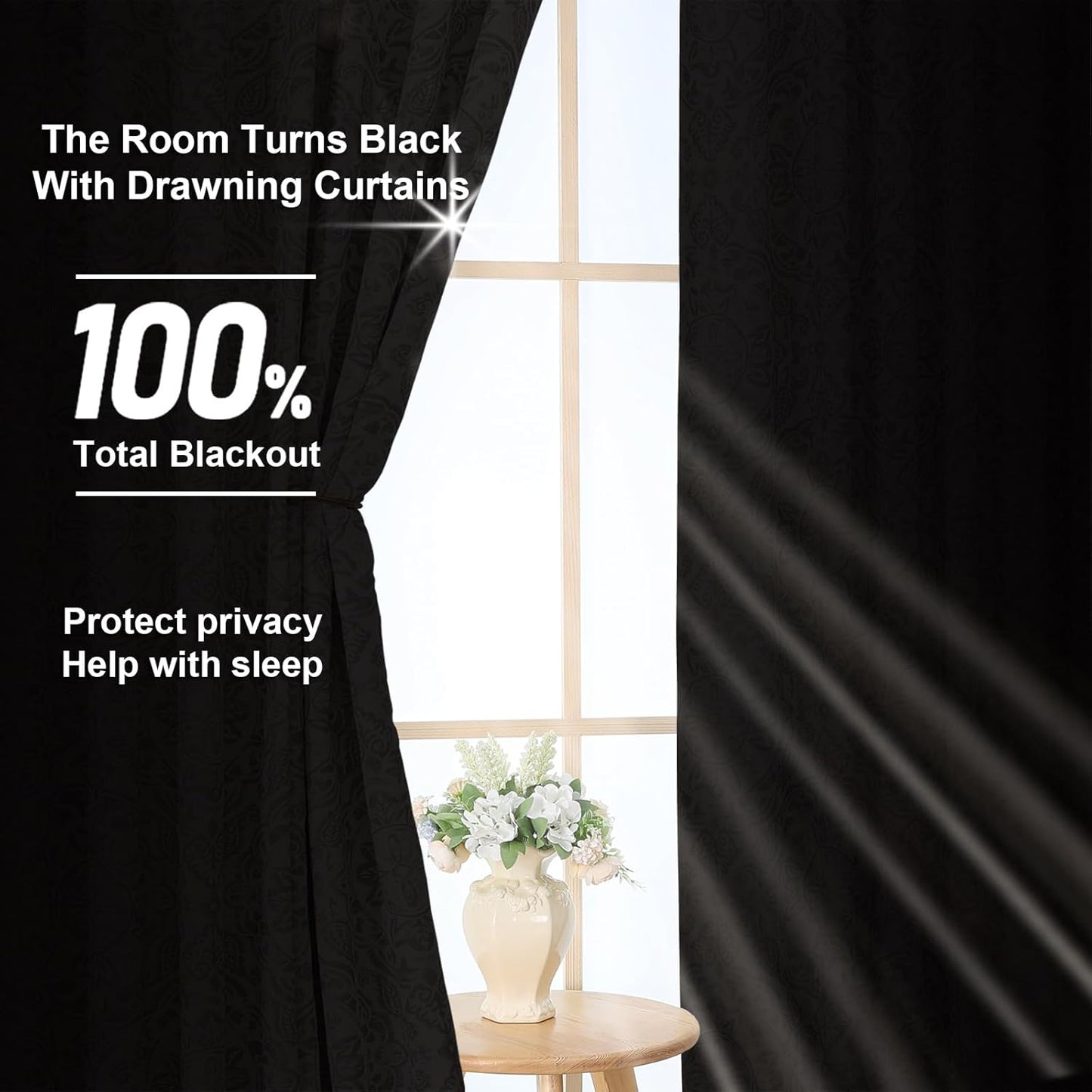 OWENIE Total Blackout Curtains for Bedroom 84 Inches Long 2 Panels, Medallion Printing Thermal Insulated Linen Double Layer Curtains for Living Room, Elegant Back Tab Drapes, Each 52Wx84L, Sage Green