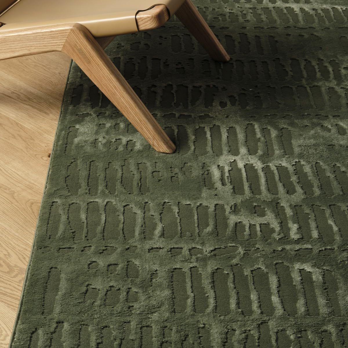 Shell 5'3"x7'10" Washable Area Rug for Living Room Bedroom - 100% Recycled Oeko-TEX Certified, Medium Pile, Green