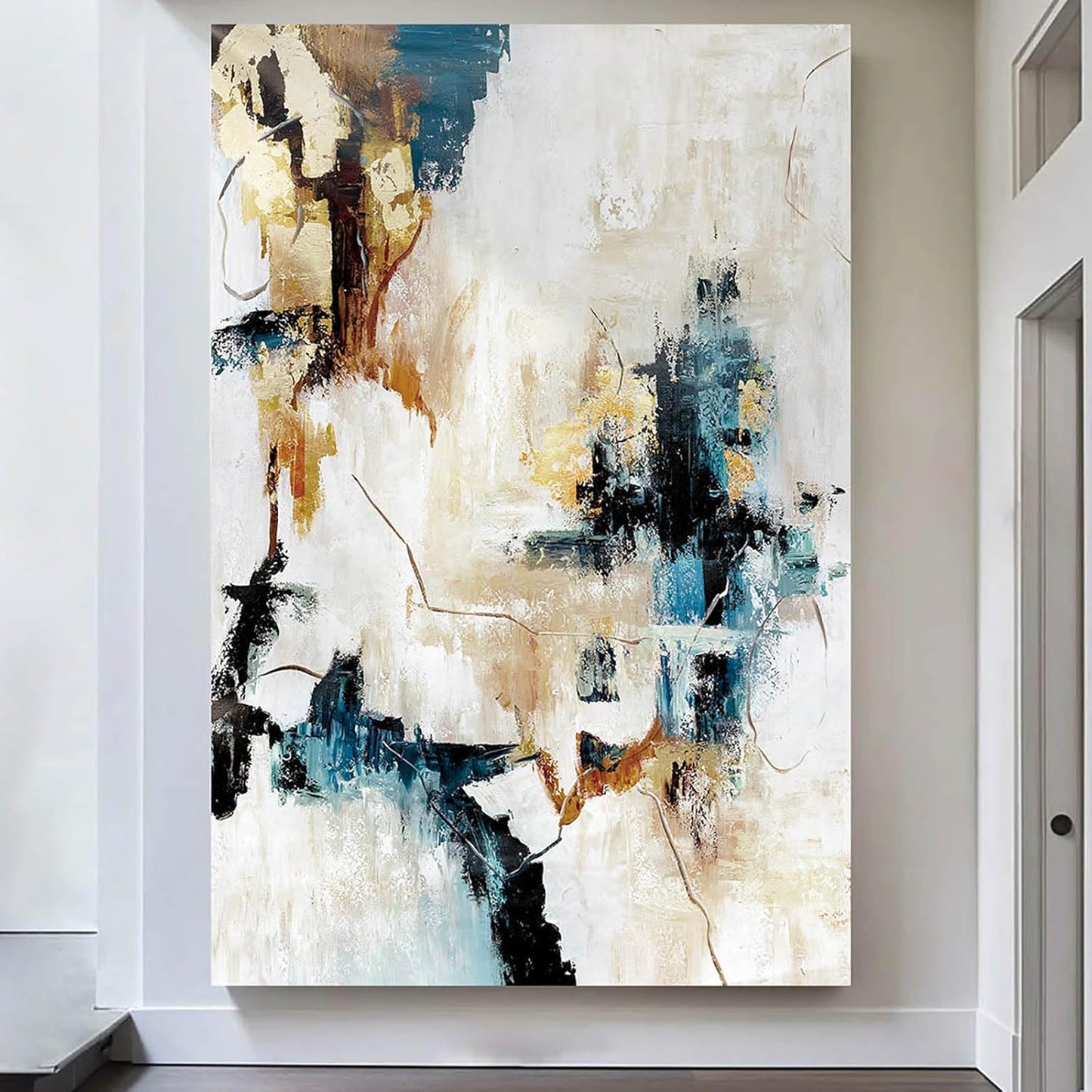 Living Room Art Canvas Office Wall Decor Pictures for Men Women Bedroom Wall Art Dining Room Gray Gold Paintings Neutral
