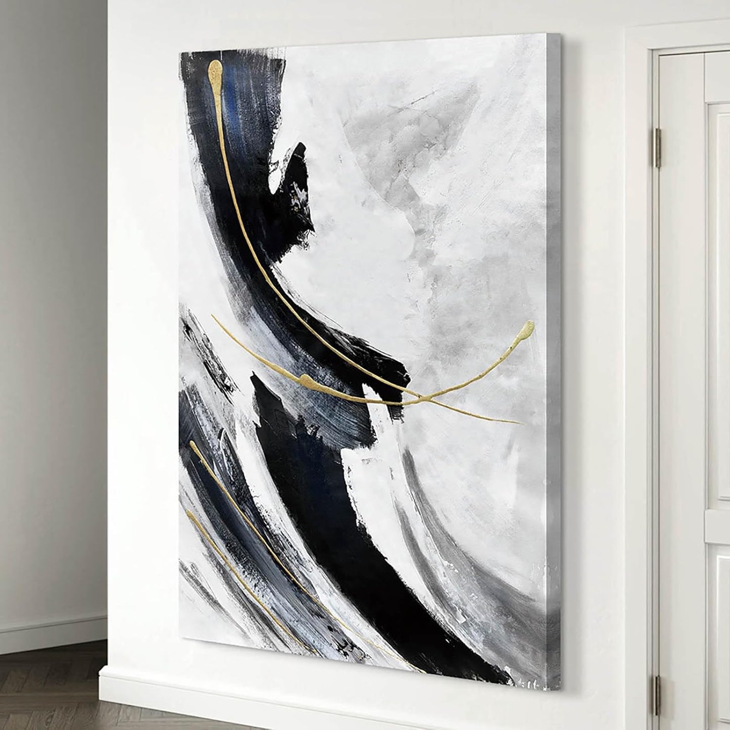 Living Room Art Canvas Office Wall Decor Pictures for Men Women Bedroom Wall Art Dining Room Gray Gold Paintings Neutral