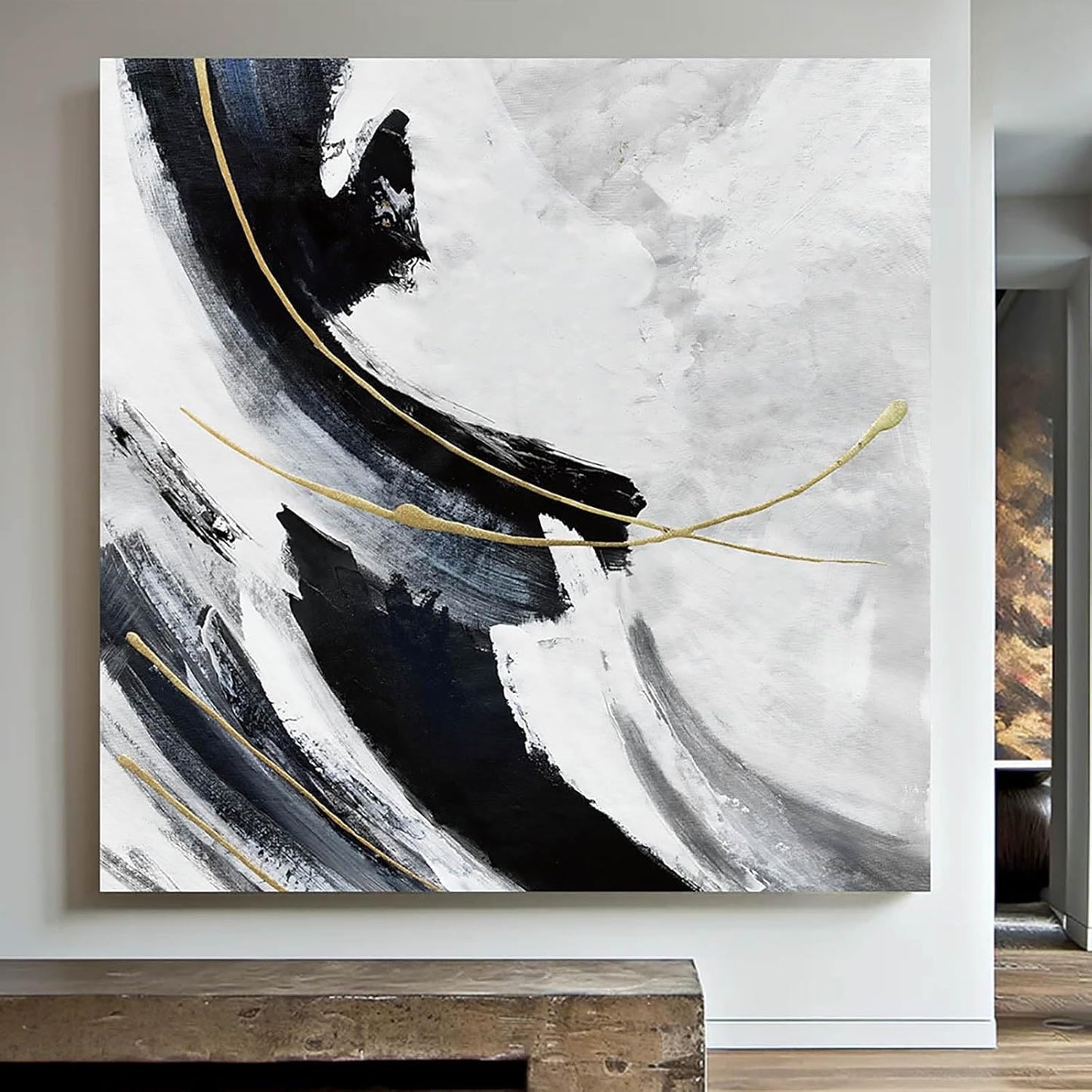 Living Room Art Canvas Office Wall Decor Pictures for Men Women Bedroom Wall Art Dining Room Gray Gold Paintings Neutral