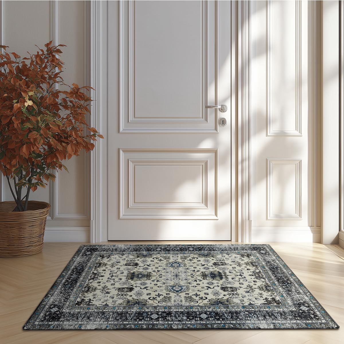 Area Rug Non Slip Machine Washable Ultra Soft Living Room/Bedroom/Kitchen/Outdoor/Classroom Dark Gray, 8'×10'