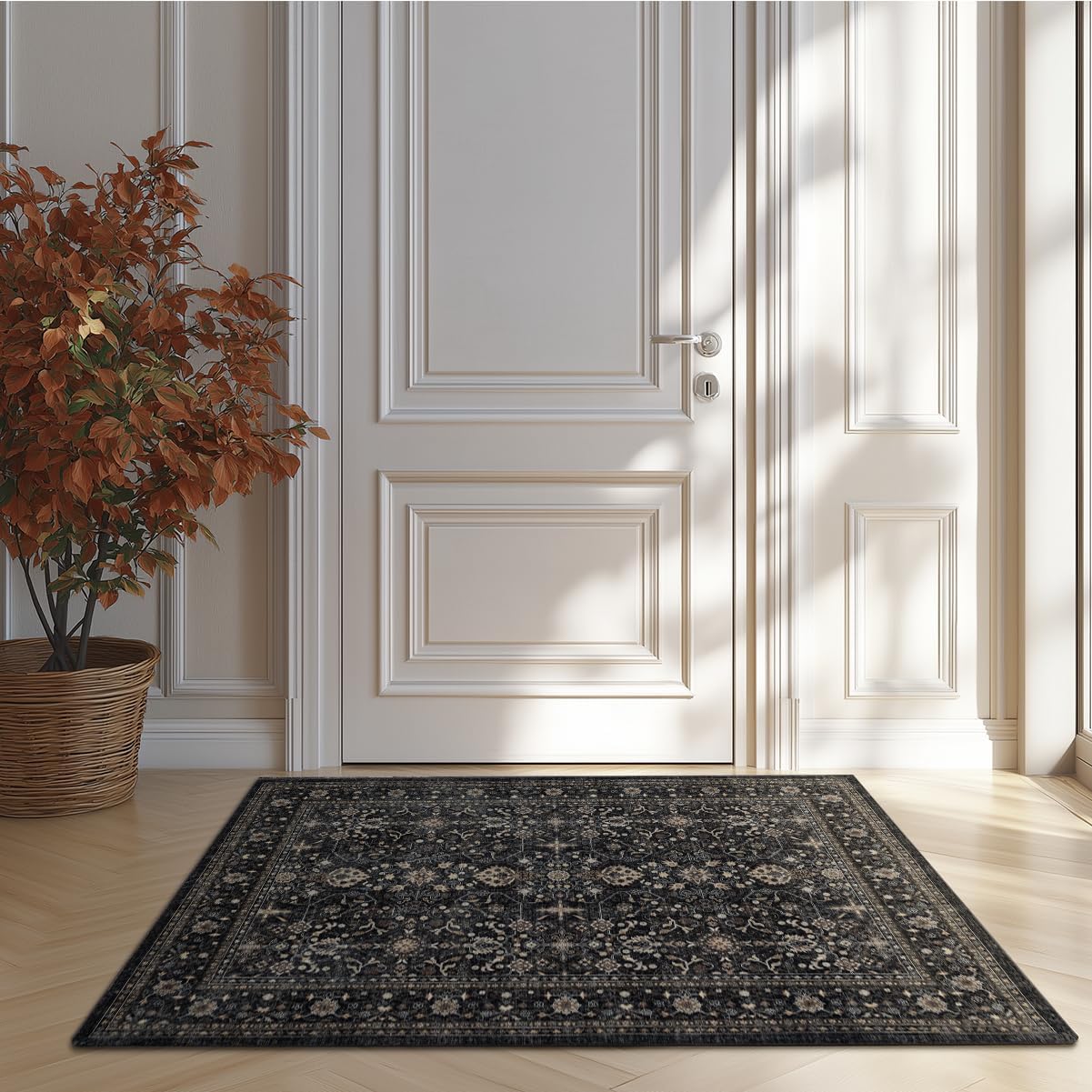 Area Rug Non Slip Machine Washable Ultra Soft Living Room/Bedroom/Kitchen/Outdoor/Classroom Dark Gray, 8'×10'