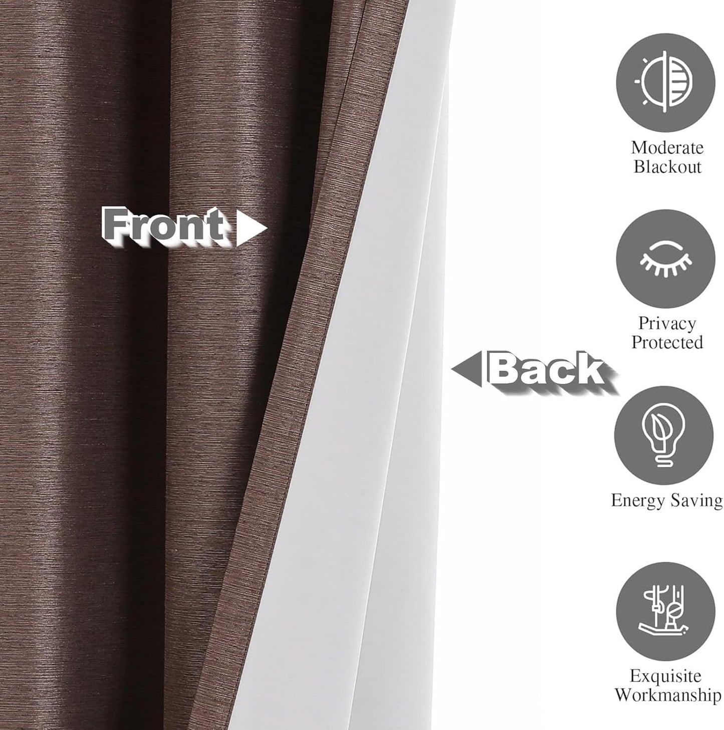 Airwill Blackout Curtains, Set of 2 Window Curtain Panels, Grommet Curtains for Living Room Bedroom Window - Thermal Insulated and Room Darkening (W52 x L84 Inch, 2 Panels, Dark Coffee/Mocha)
