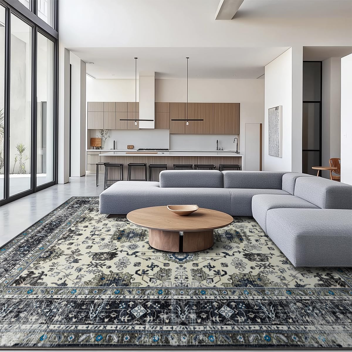 Area Rug Non Slip Machine Washable Ultra Soft Living Room/Bedroom/Kitchen/Outdoor/Classroom Dark Gray, 8'×10'