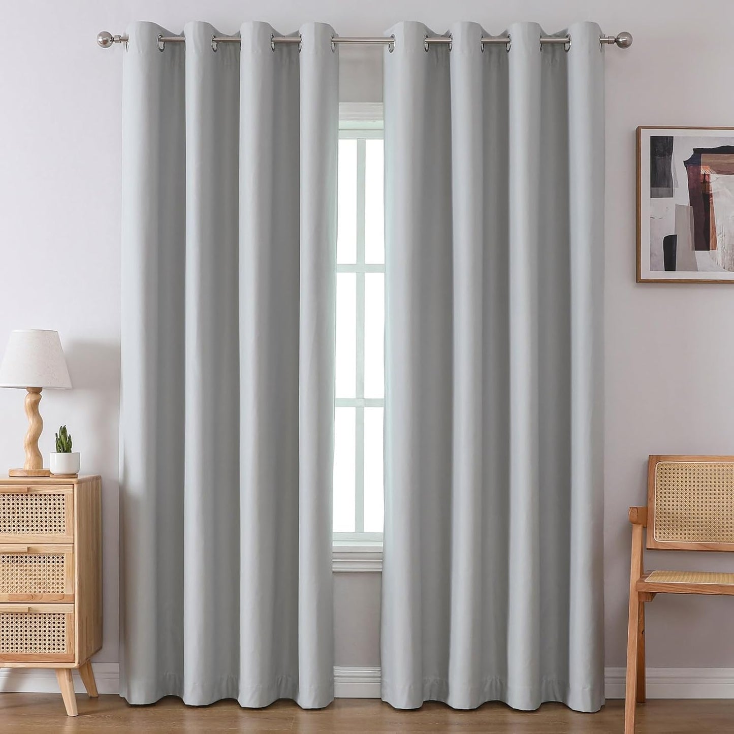 Airwill Blackout Window Curtain Panels - Set of 2 Thermal Insulated Grommet Drapes, Room Darkening Curtains for Living Room Bedroom Window (W52 x L84 Inch, 2 Panels, Light Gray)
