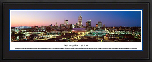 Blakeway Worldwide Panoramas Indianapolis, Indiana at Sunset-Blakeway Panoramas Skyline Posters, Deluxe Frame with Double Mat
