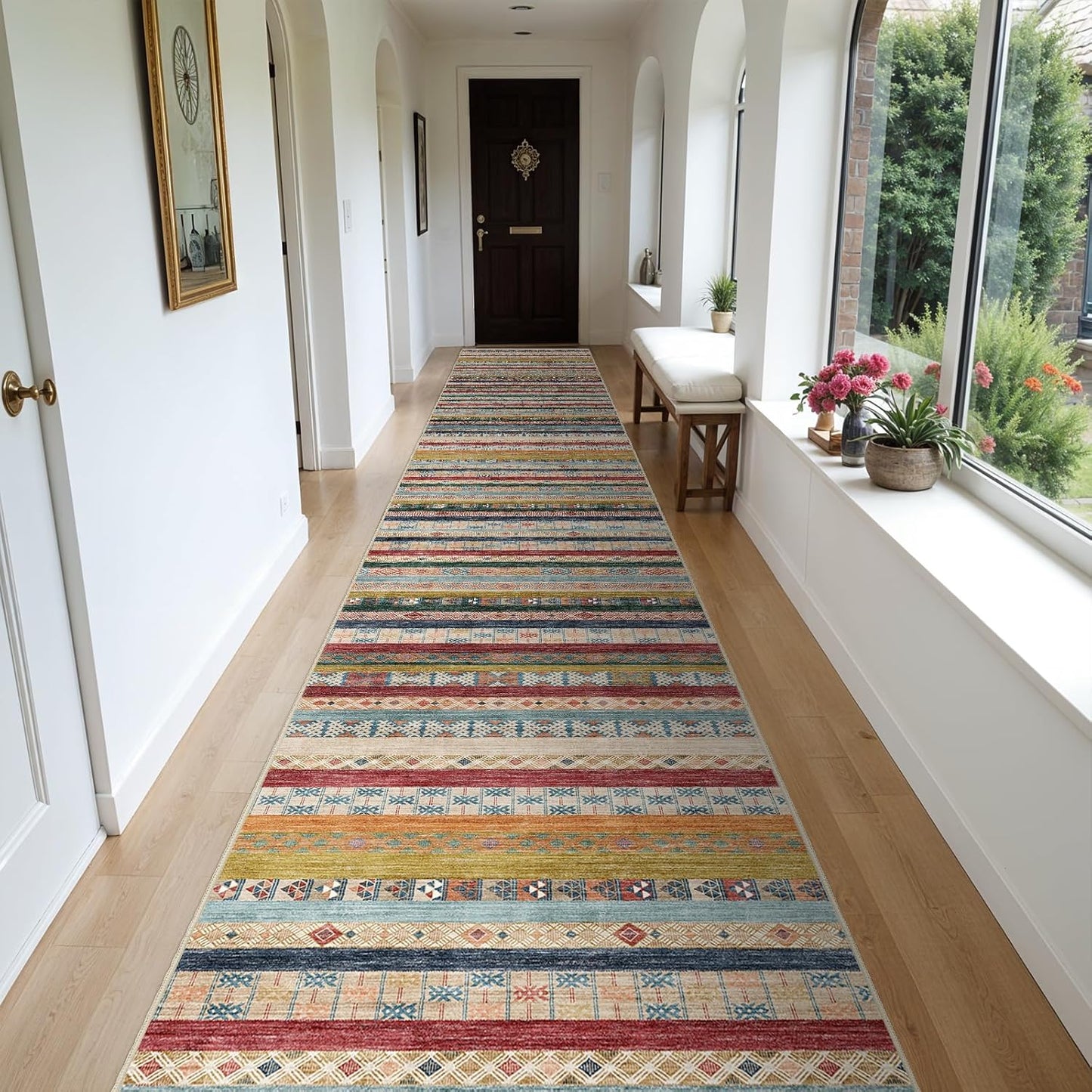 Washable Modern Area Rug: 10x14 Large Geometric Area Rugs for Living Room & Bedroom with Non-Slip Backing Modern Geometric Carpet for Living Room Brown Grey 10'x14'.