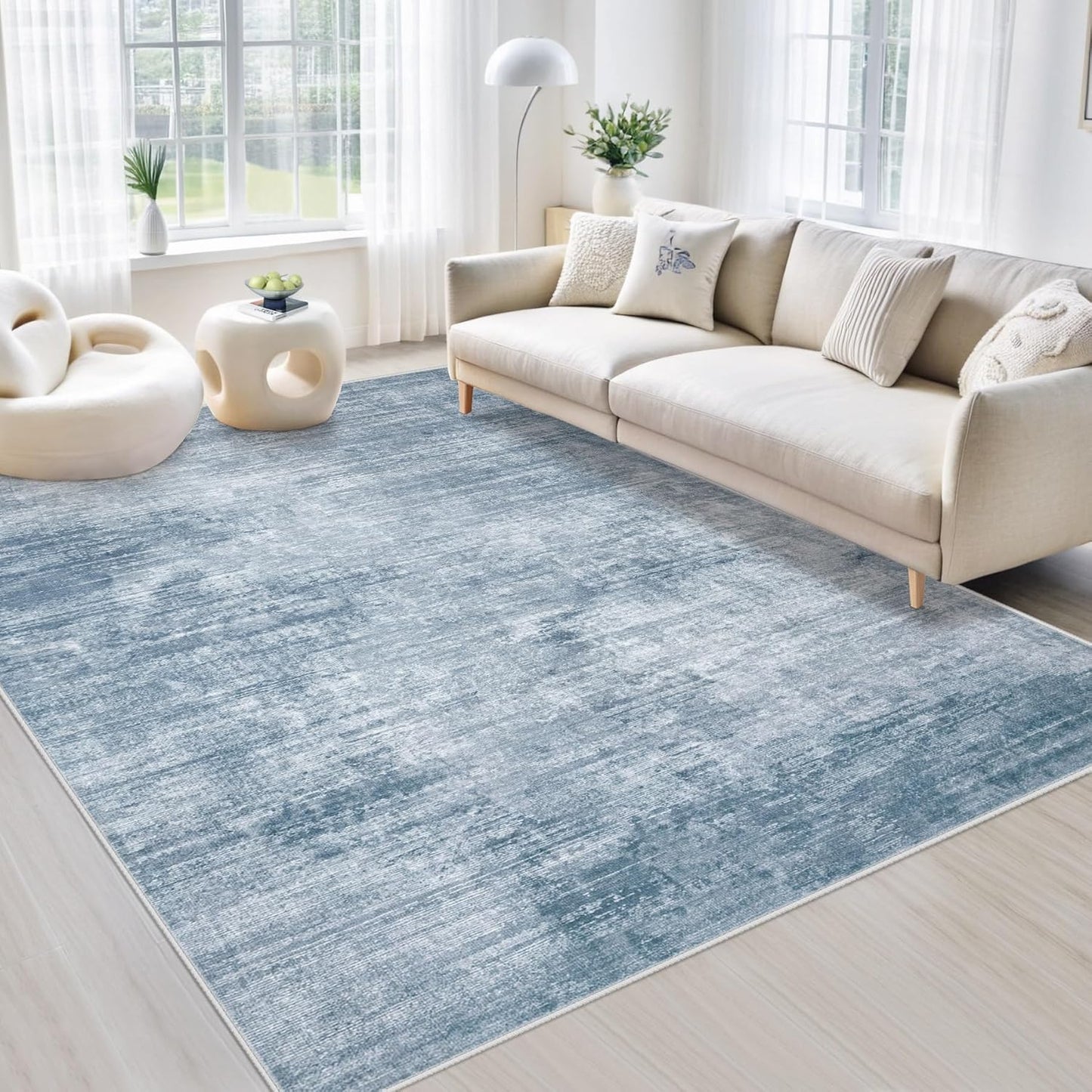 Area Rugs 5x7 Living Room: Washable Rug Modern Abstract Large Rug Soft Non Slip Neutral Rug Stain Resistant Indoor Carpet for Bedroom Kitchen Dining Room Table Nursery Home Office Rugs(Beige,5'x7')