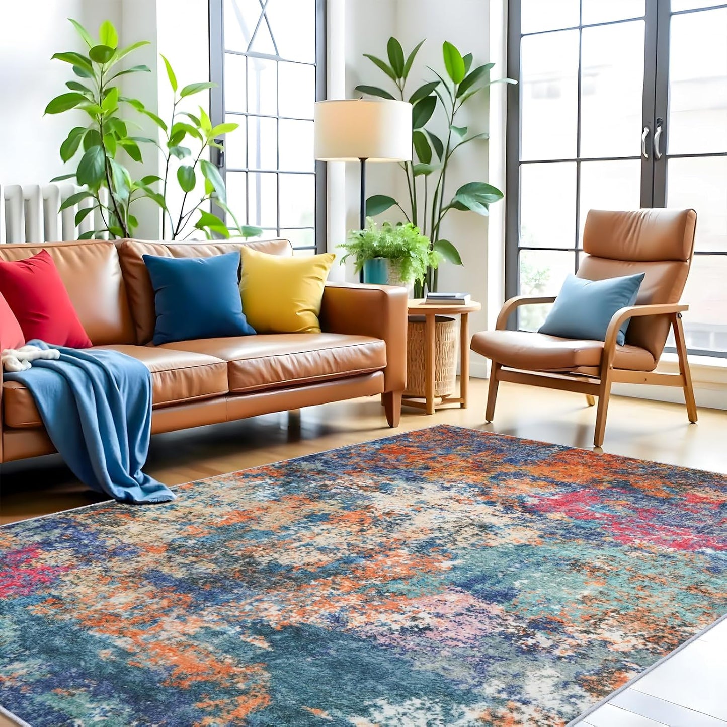 RUUGME Washable 10X14 Rug Abstract - Living Room Bedroom Large Area Rug Indoor Farmhouse Stain Resistant Carpet Non-Slip Machine Washable Distressed Soft Room Decor 10X14 Grey