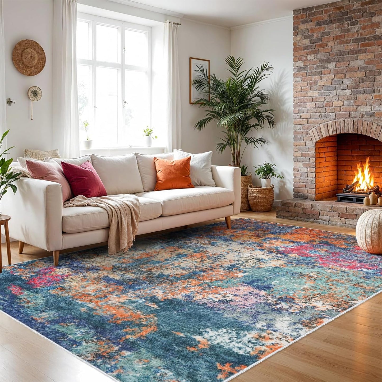RUUGME Washable 10X14 Rug Abstract - Living Room Bedroom Large Area Rug Indoor Farmhouse Stain Resistant Carpet Non-Slip Machine Washable Distressed Soft Room Decor 10X14 Grey