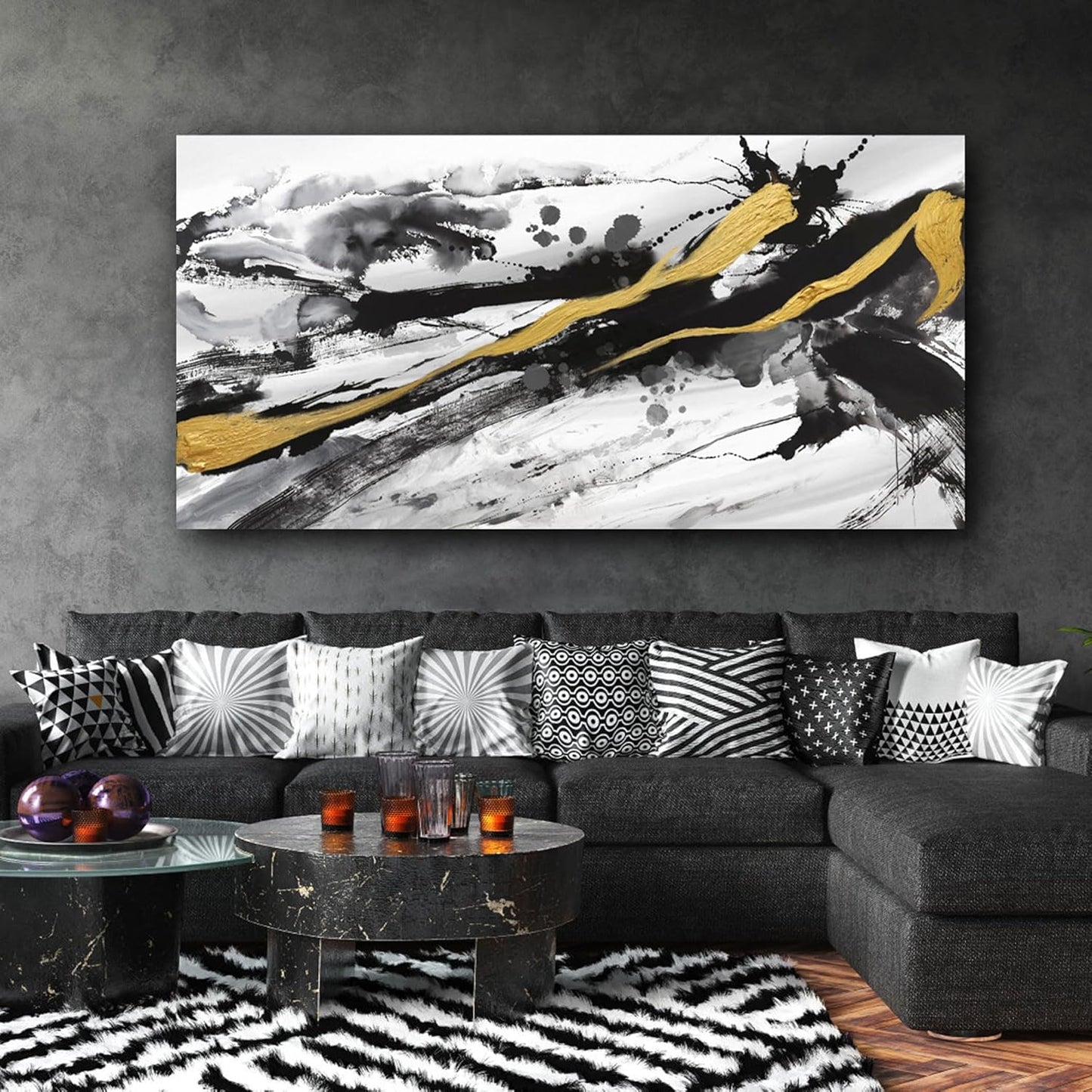 XLSJERST Extra Large Blue Abstract Canvas Wall Art - Modern Art Wall Decor Wall Pictures for Living Room Bedroom Office Gray and White Paintings Artwork for Wall