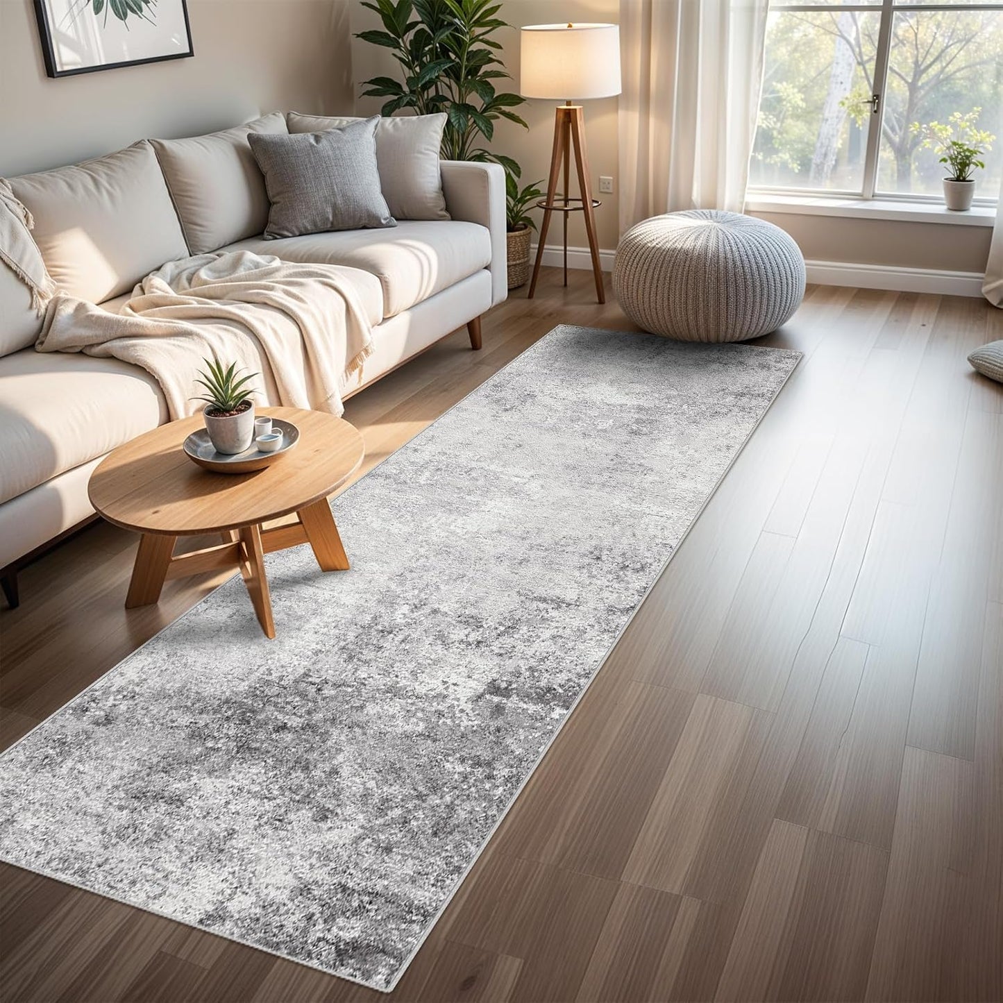 RUUGME Washable 10X14 Rug Abstract - Living Room Bedroom Large Area Rug Indoor Farmhouse Stain Resistant Carpet Non-Slip Machine Washable Distressed Soft Room Decor 10X14 Grey