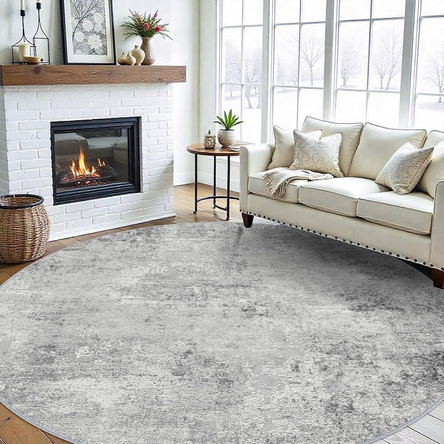 RUUGME Washable 10X14 Rug Abstract - Living Room Bedroom Large Area Rug Indoor Farmhouse Stain Resistant Carpet Non-Slip Machine Washable Distressed Soft Room Decor 10X14 Grey