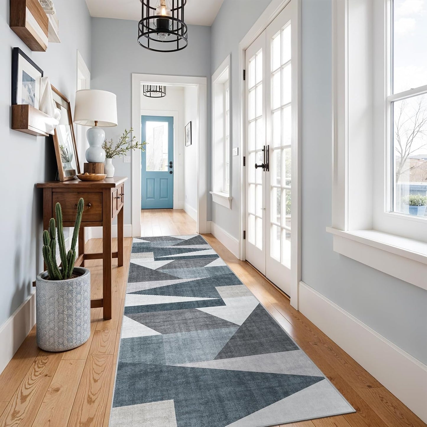 Washable Modern Area Rug: 10x14 Large Geometric Area Rugs for Living Room & Bedroom with Non-Slip Backing Modern Geometric Carpet for Living Room Brown Grey 10'x14'.