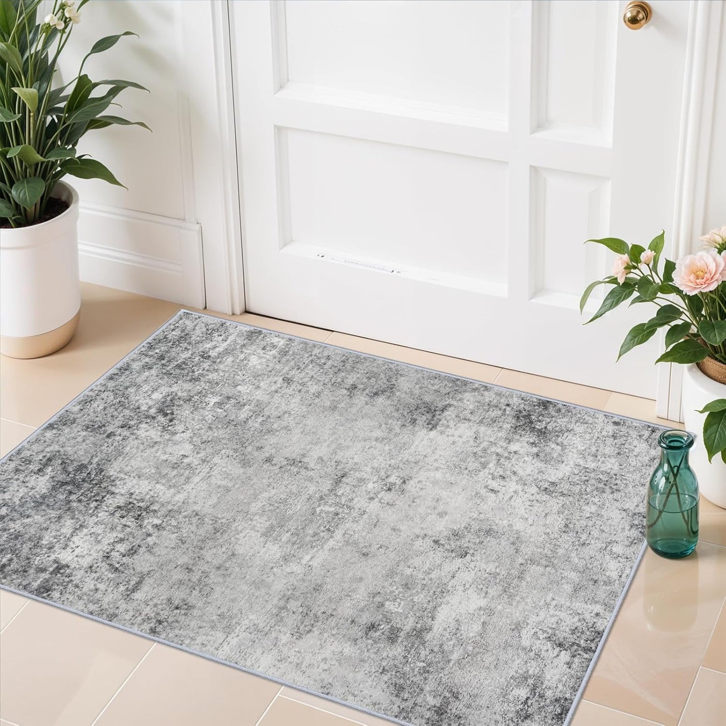 RUUGME Washable 10X14 Rug Abstract - Living Room Bedroom Large Area Rug Indoor Farmhouse Stain Resistant Carpet Non-Slip Machine Washable Distressed Soft Room Decor 10X14 Grey