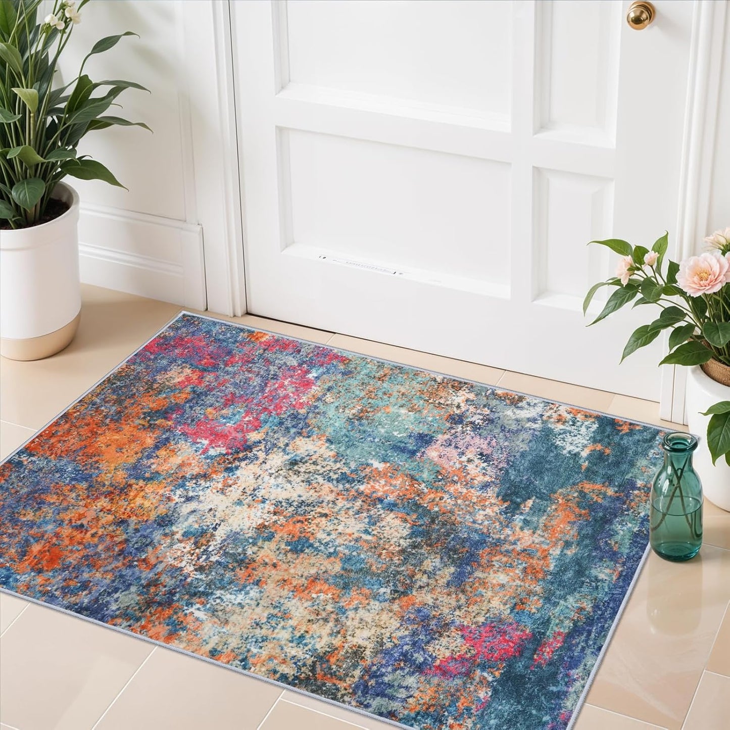 RUUGME Washable 10X14 Rug Abstract - Living Room Bedroom Large Area Rug Indoor Farmhouse Stain Resistant Carpet Non-Slip Machine Washable Distressed Soft Room Decor 10X14 Grey