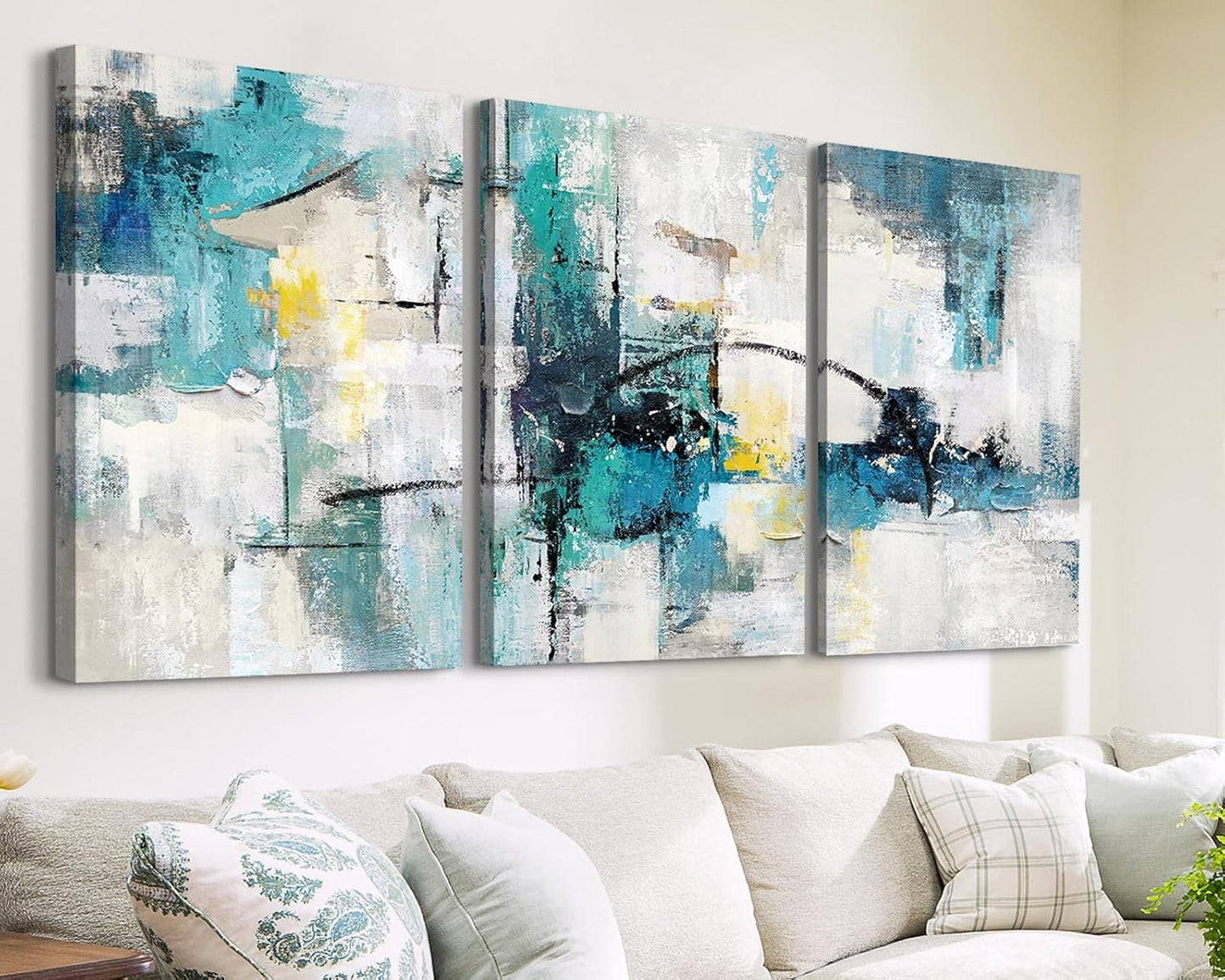 GIFTTWART Oversized Abstract Wall Art – Black White and Gold Canvas Painting with Textured Look for Living Room or Office Decoration