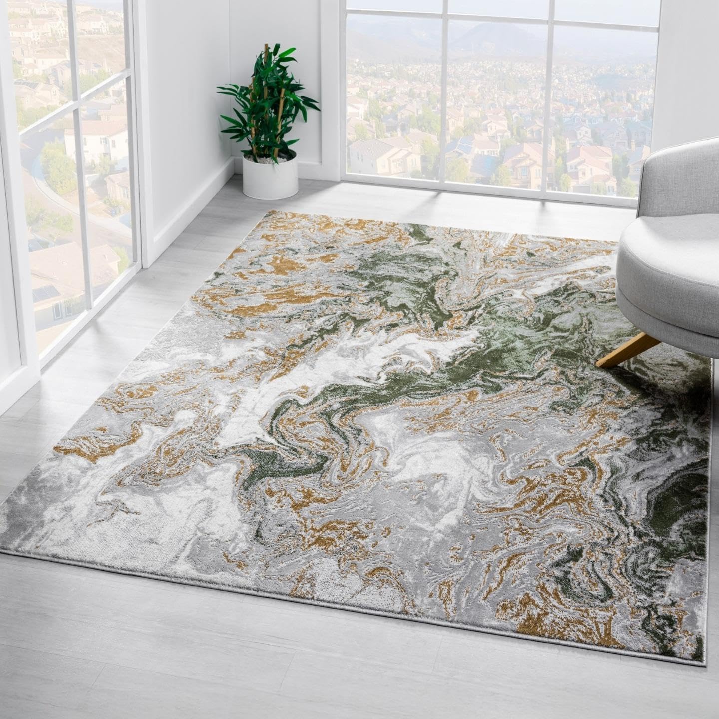 LUXE WEAVERS Marble Swirl Abstract Area Rug, Gray 5x7