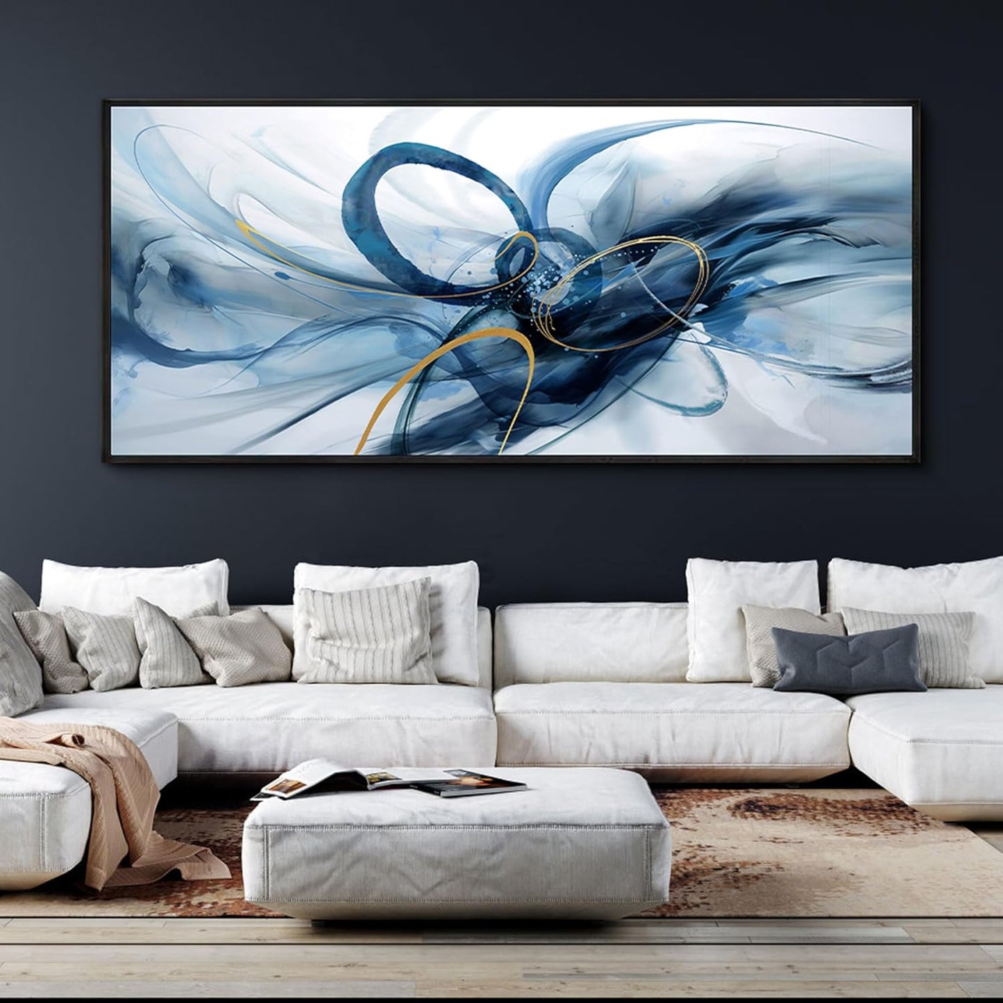 XLSJERST Large Size Frame Wall Art for Living Room - Abstract Artwork Minimalist Painting Modern Black and White Canvas Picture Boho Gray Wall Art