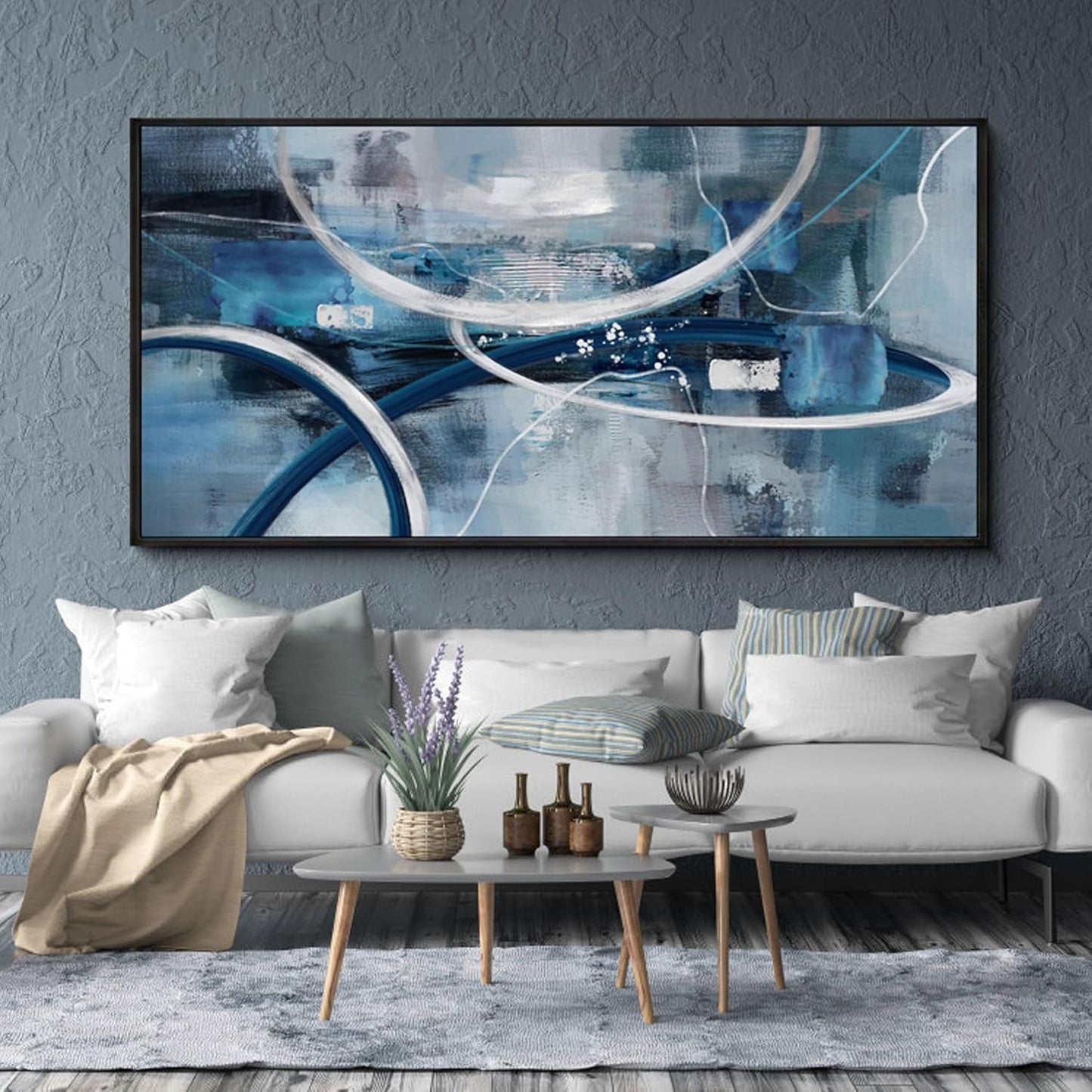 XLSJERST Large Size Frame Wall Art for Living Room - Abstract Artwork Minimalist Painting Modern Black and White Canvas Picture Boho Gray Wall Art