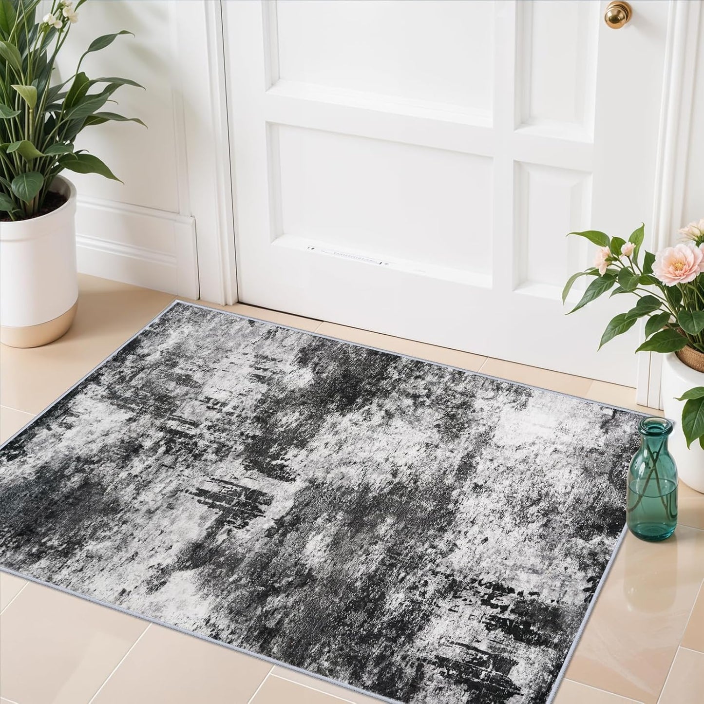 RUUGME Washable 10X14 Rug Abstract - Living Room Bedroom Large Area Rug Indoor Farmhouse Stain Resistant Carpet Non-Slip Machine Washable Distressed Soft Room Decor 10X14 Grey