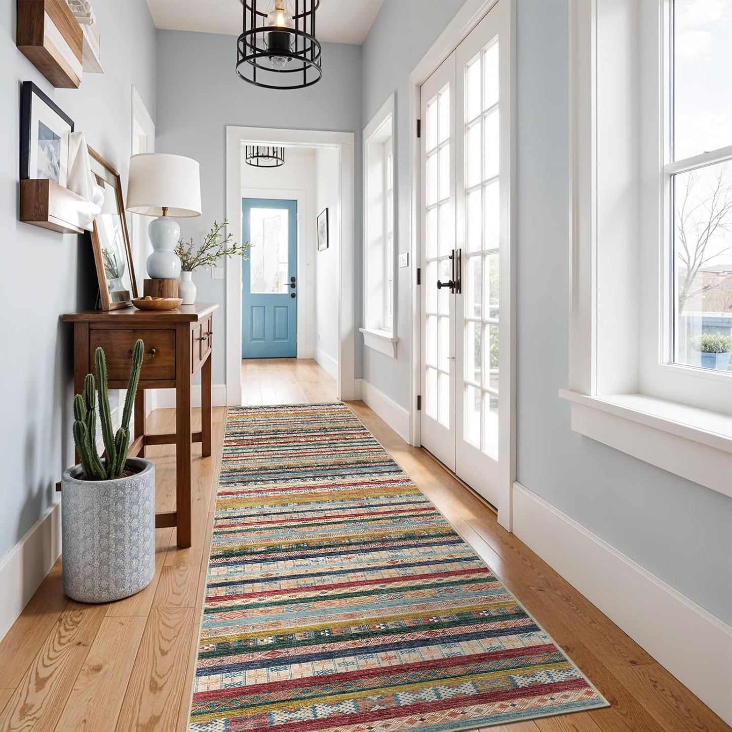 Washable Modern Area Rug: 10x14 Large Geometric Area Rugs for Living Room & Bedroom with Non-Slip Backing Modern Geometric Carpet for Living Room Brown Grey 10'x14'.