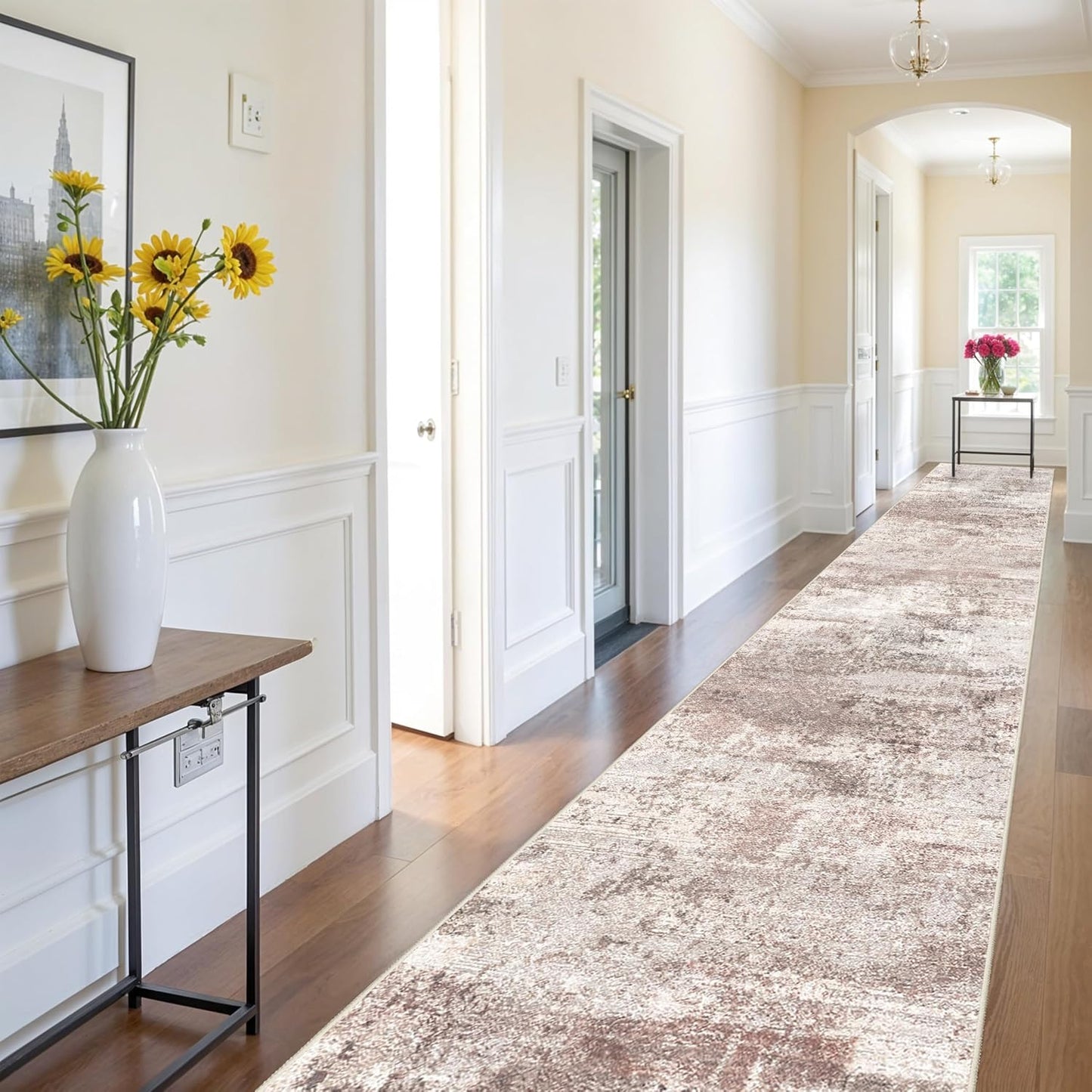 RUUGME Washable 10X14 Rug Abstract - Living Room Bedroom Large Area Rug Indoor Farmhouse Stain Resistant Carpet Non-Slip Machine Washable Distressed Soft Room Decor 10X14 Grey